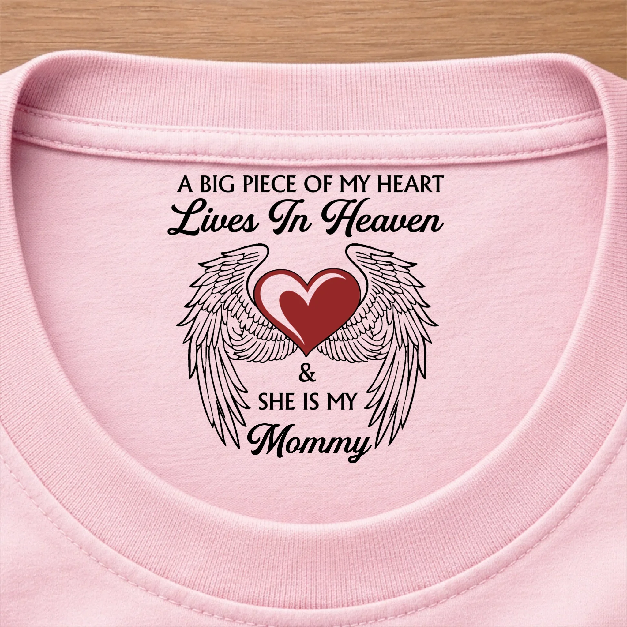 Custom Inside Neck Print T-Shirt - Personalized Memorial Sympathy Gifts For Loss Of Mom, Dad - Forever In Our Hearts - Image 8