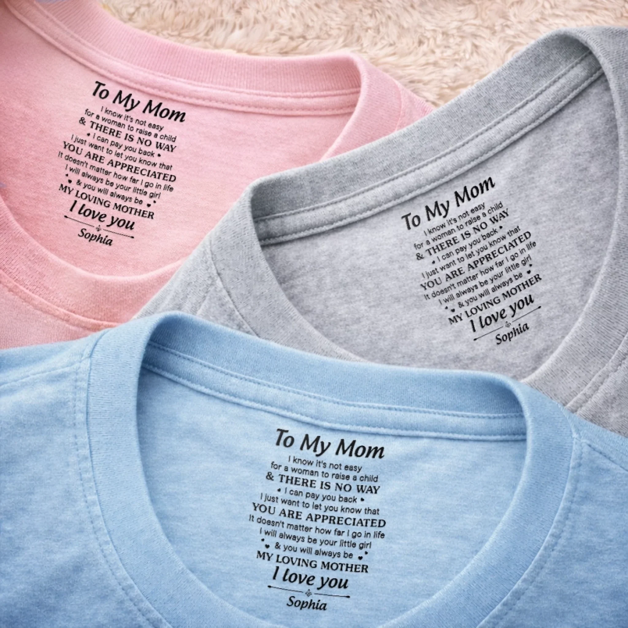 Custom Inside Neck Print T-Shirt - Personalized Mother's Day Birthday Gifts For Mom - I Carry Your Love With Me - Image 16
