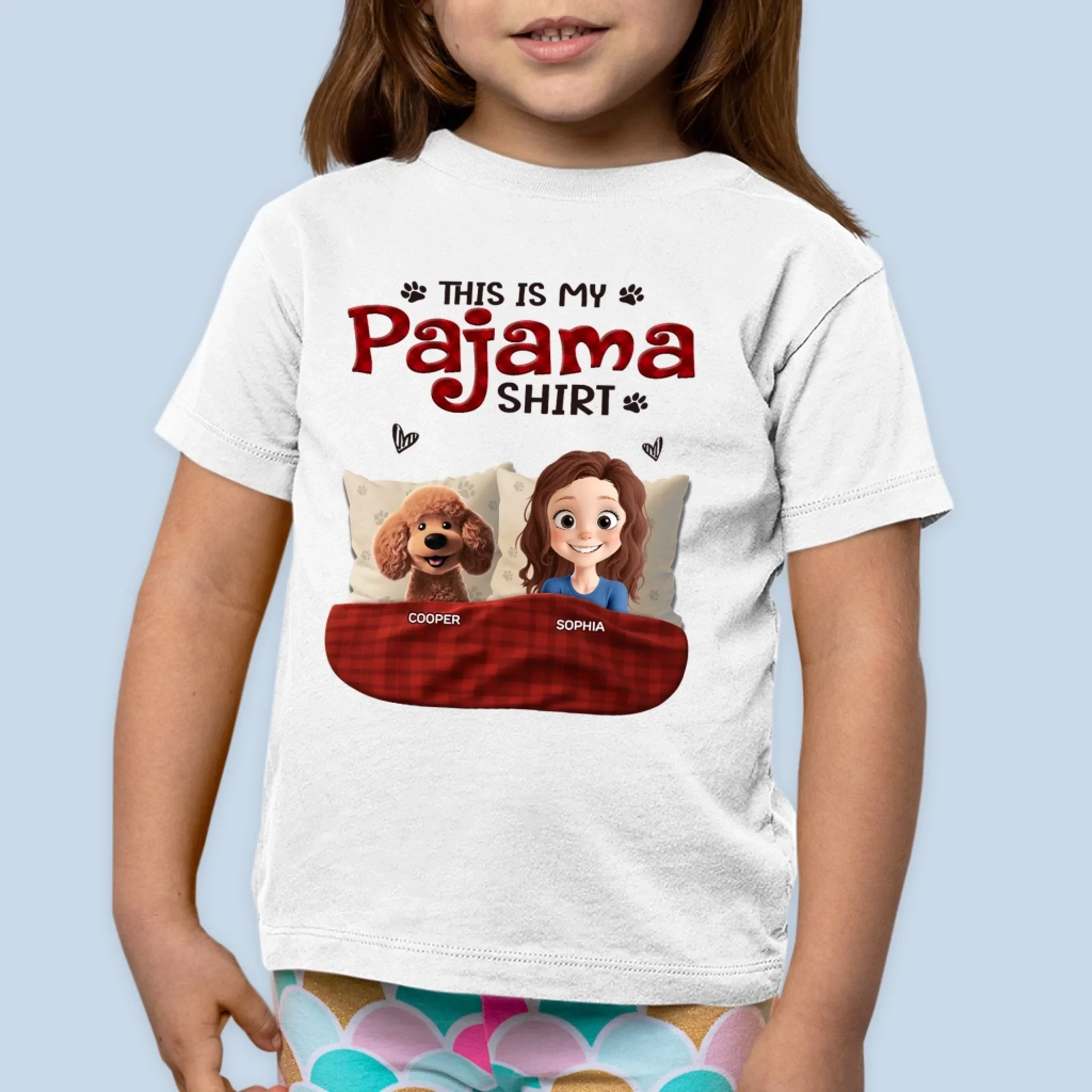 Custom Kid T-shirt - Personalized Christmas Birthday Gifts For Dog Cat Lovers, Dog Dad And Mom, Cat Owners - Bedtime Buddies - Image 5