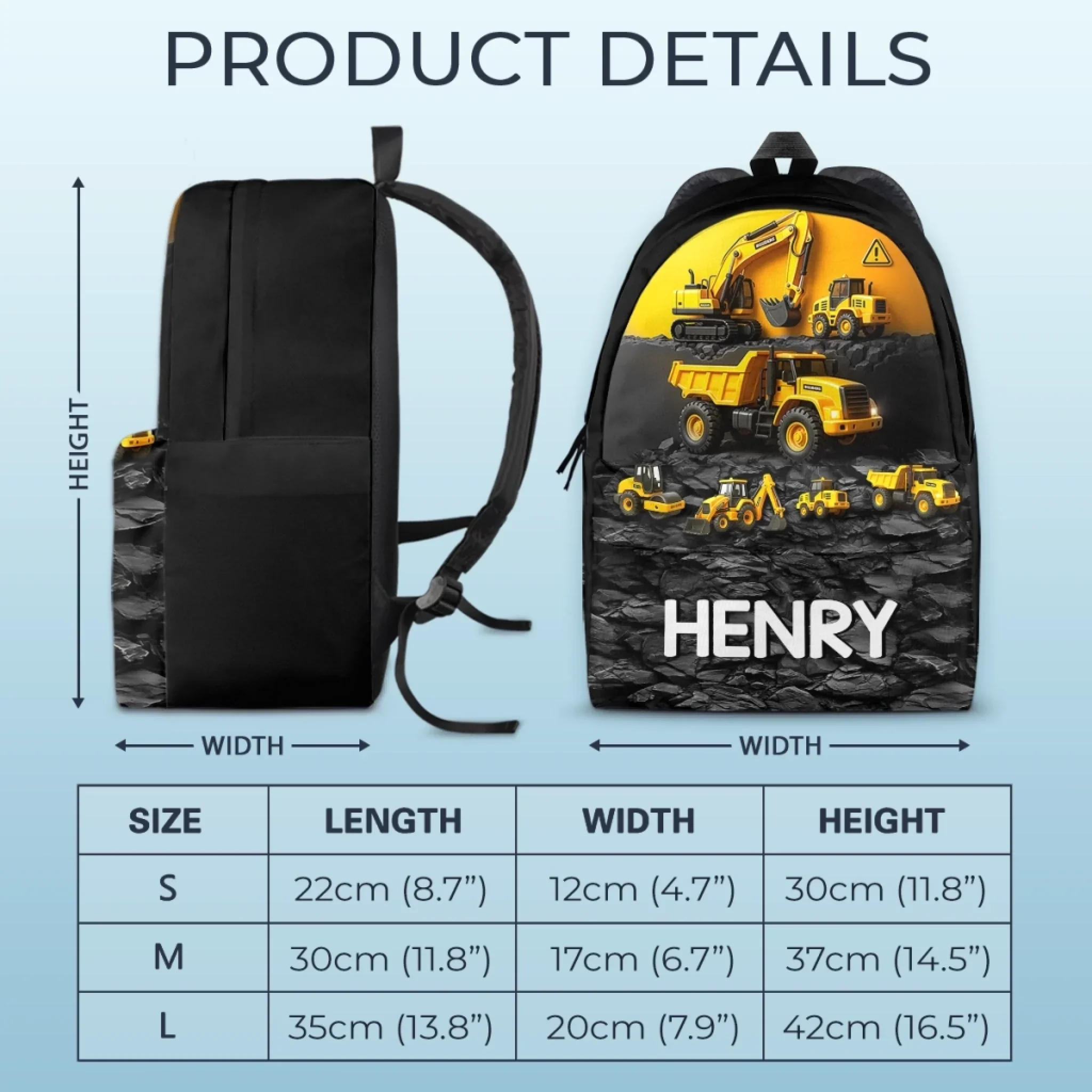Custom Kids Backpack - Personalized Back To School Gifts For Kids - Mighty Machines On The Move - Image 6