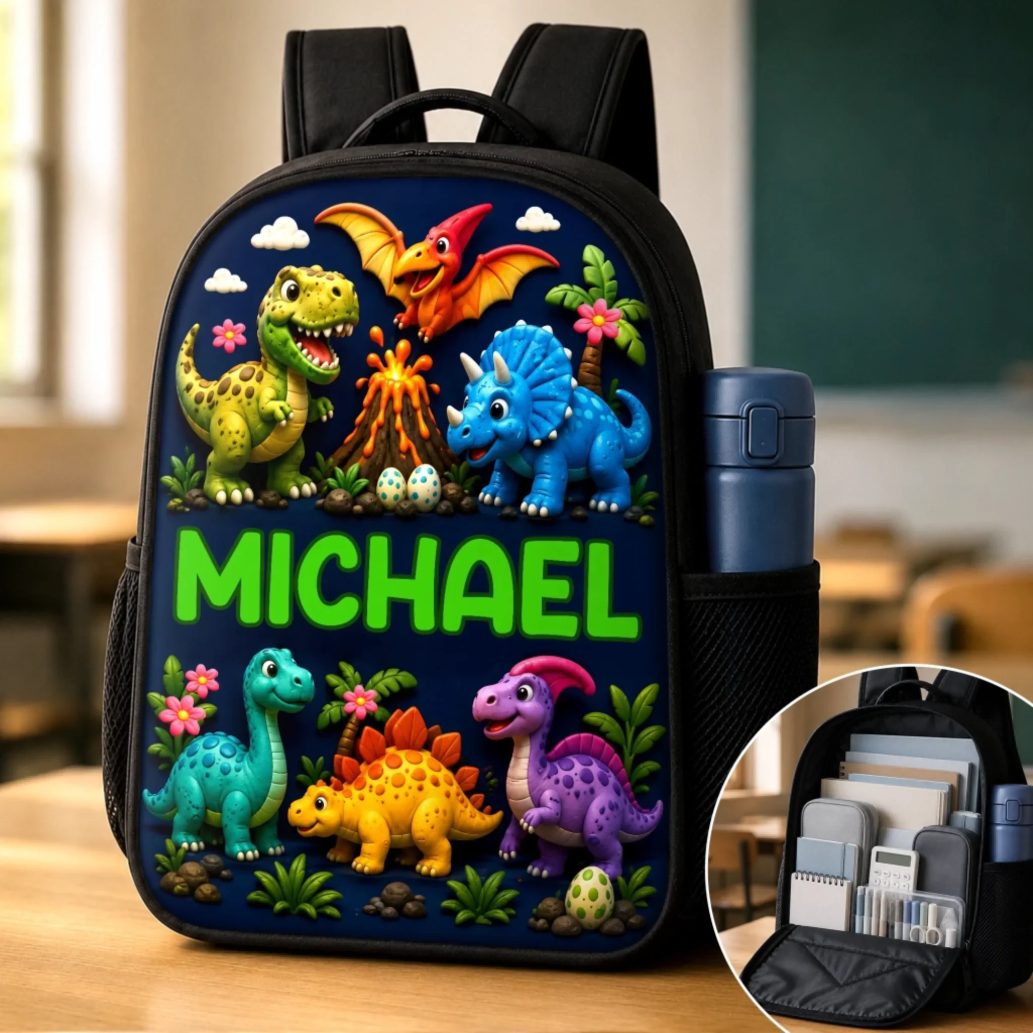 Custom Kids Front Printed Backpack - Personalized Back To School Gifts For Kids - On The Road To Adventure - Image 3