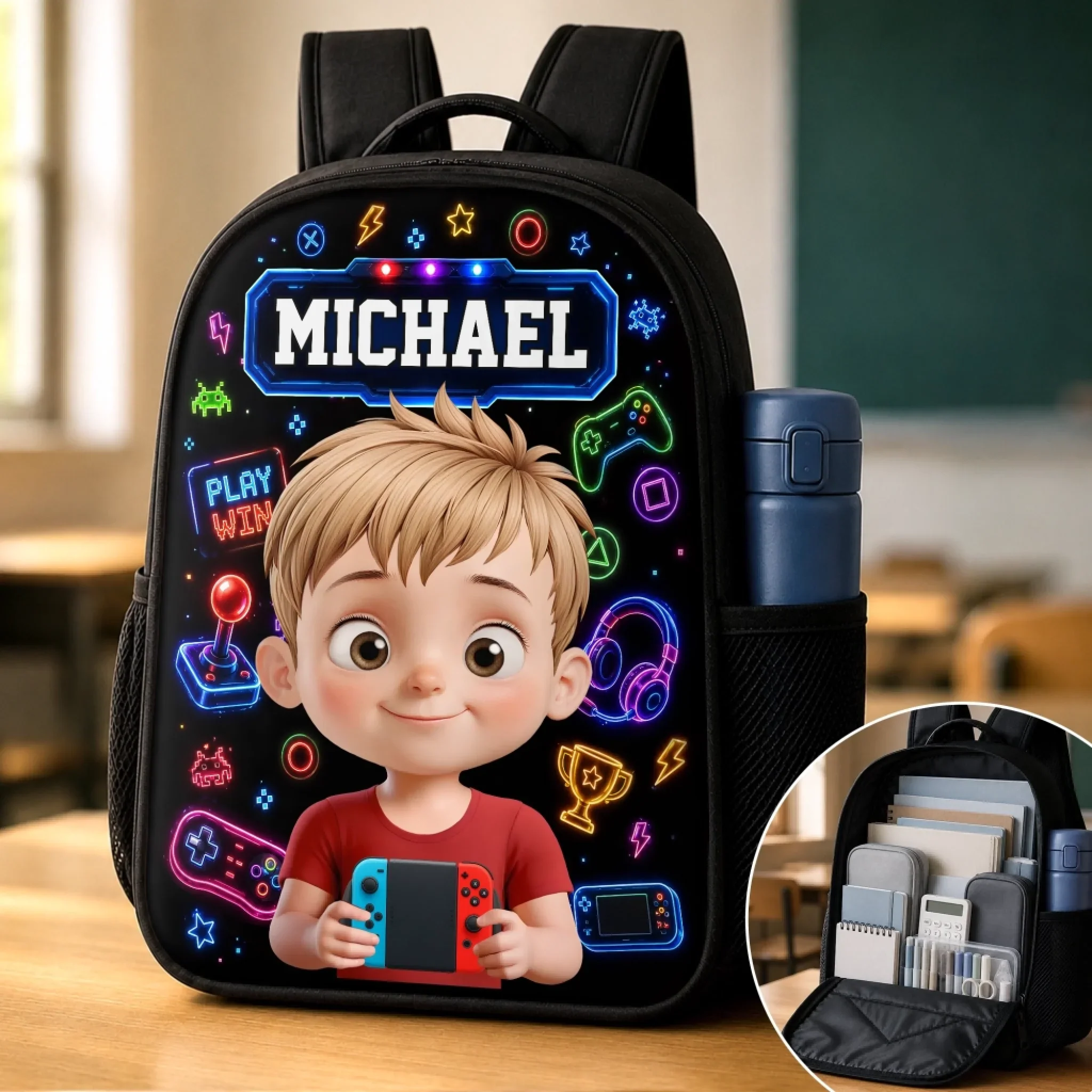 Custom Kids Front Printed Backpack - Personalized Back To School Gifts For Kids - Ready To Discover - Image 2