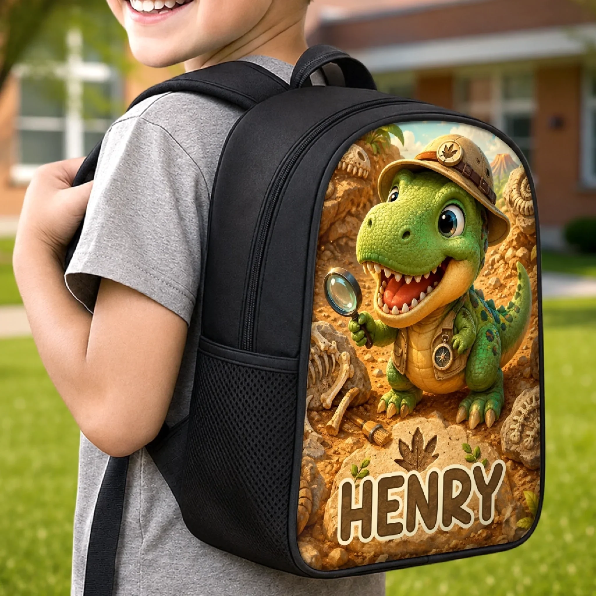 Custom Kids Front Printed Backpack - Personalized Back To School Gifts For Kids - Roar And Learn - Image 6