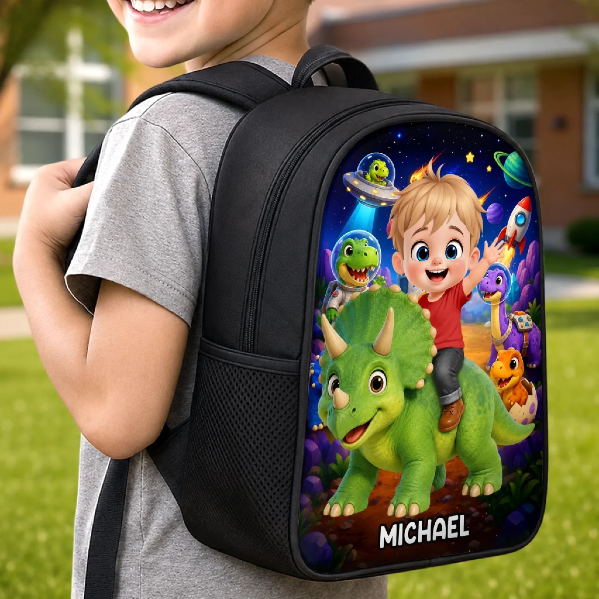 Custom Kids Front Printed Backpack - Personalized Back To School Gifts For Kids - Roar Into Fun - Image 4