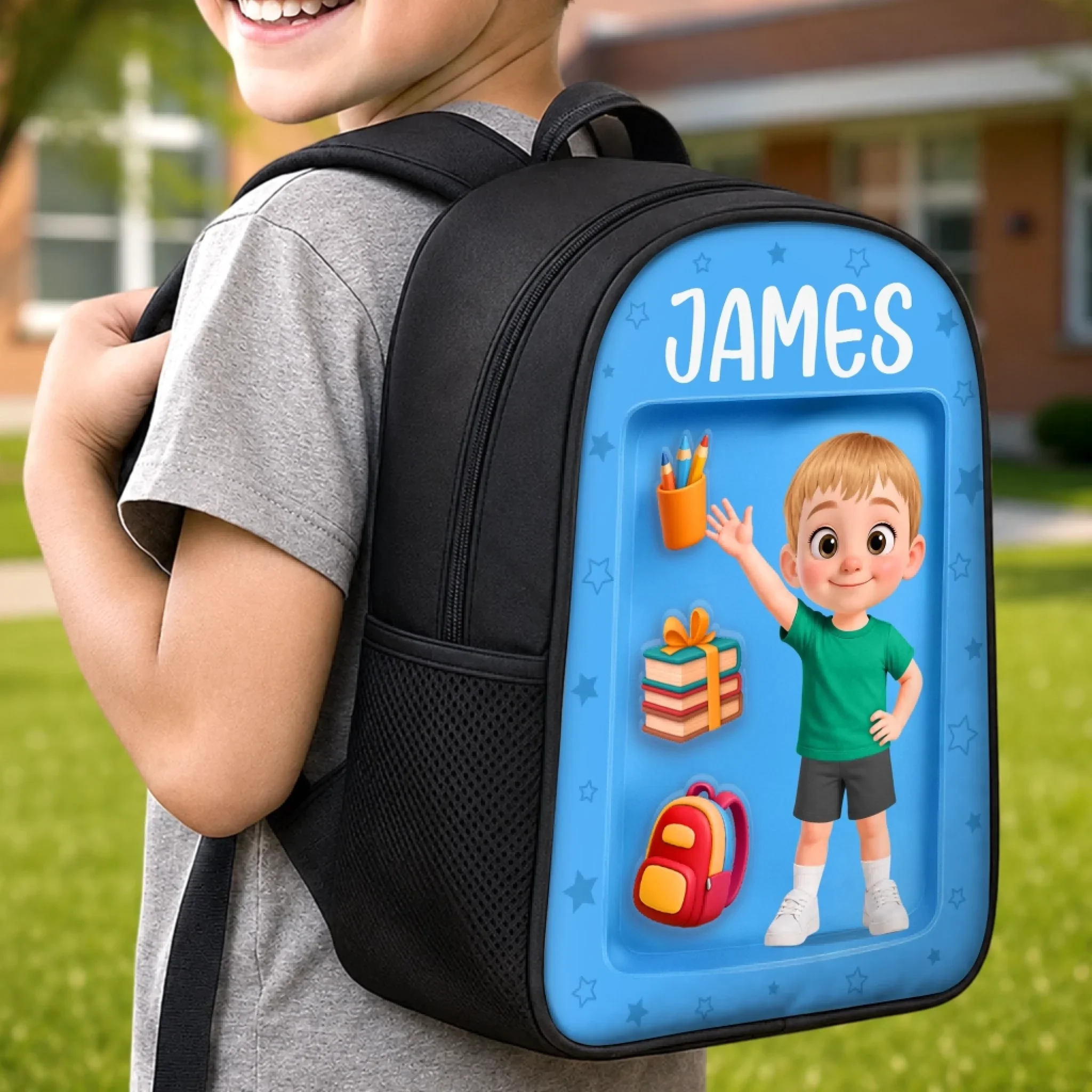Custom Kids Front Printed Backpack - Personalized Back To School Gifts For Kids - The World Is Amazing - Image 2