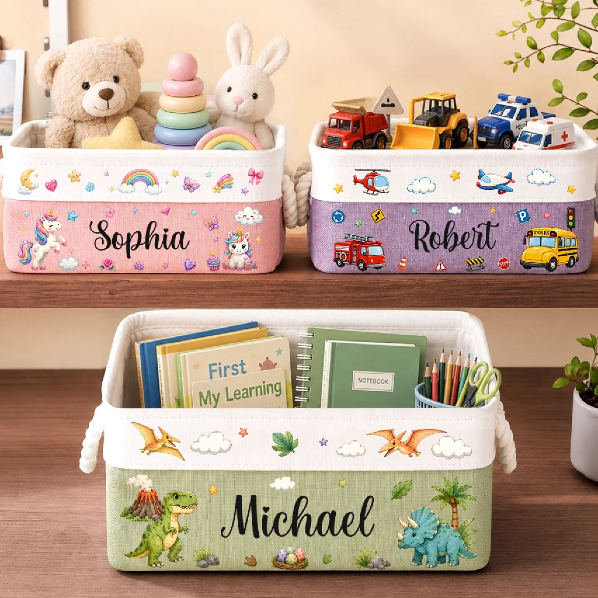 Custom Kids Storage Basket - Personalized Back To School Gifts For Kids - Playtime Starts Now