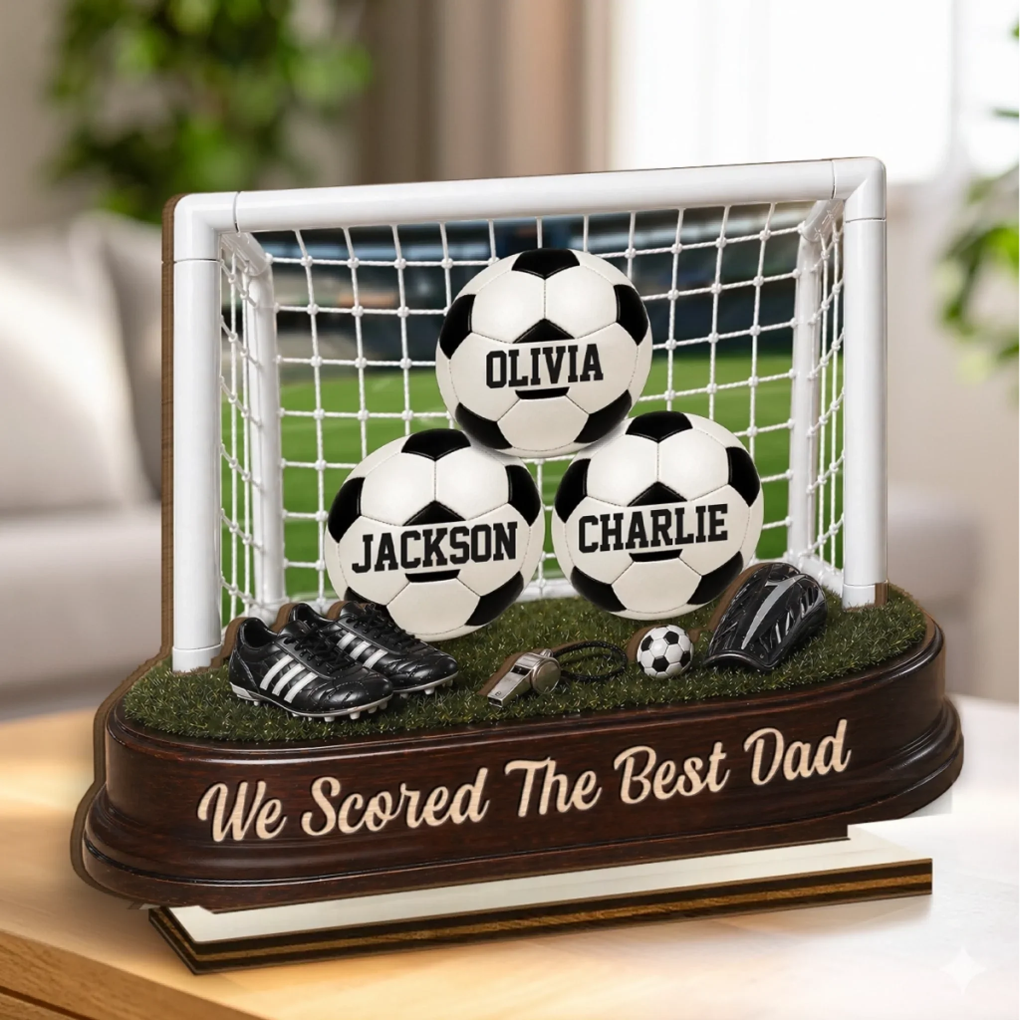 Custom LA 2026 Soccer Dad 2-Layered Wooden Plaque - Personalized Father's Day Gifts For Dad, Grandpa, Soccer Lovers, Sports Fans, Sports Lovers - Game Day, Dad Day - Image 3