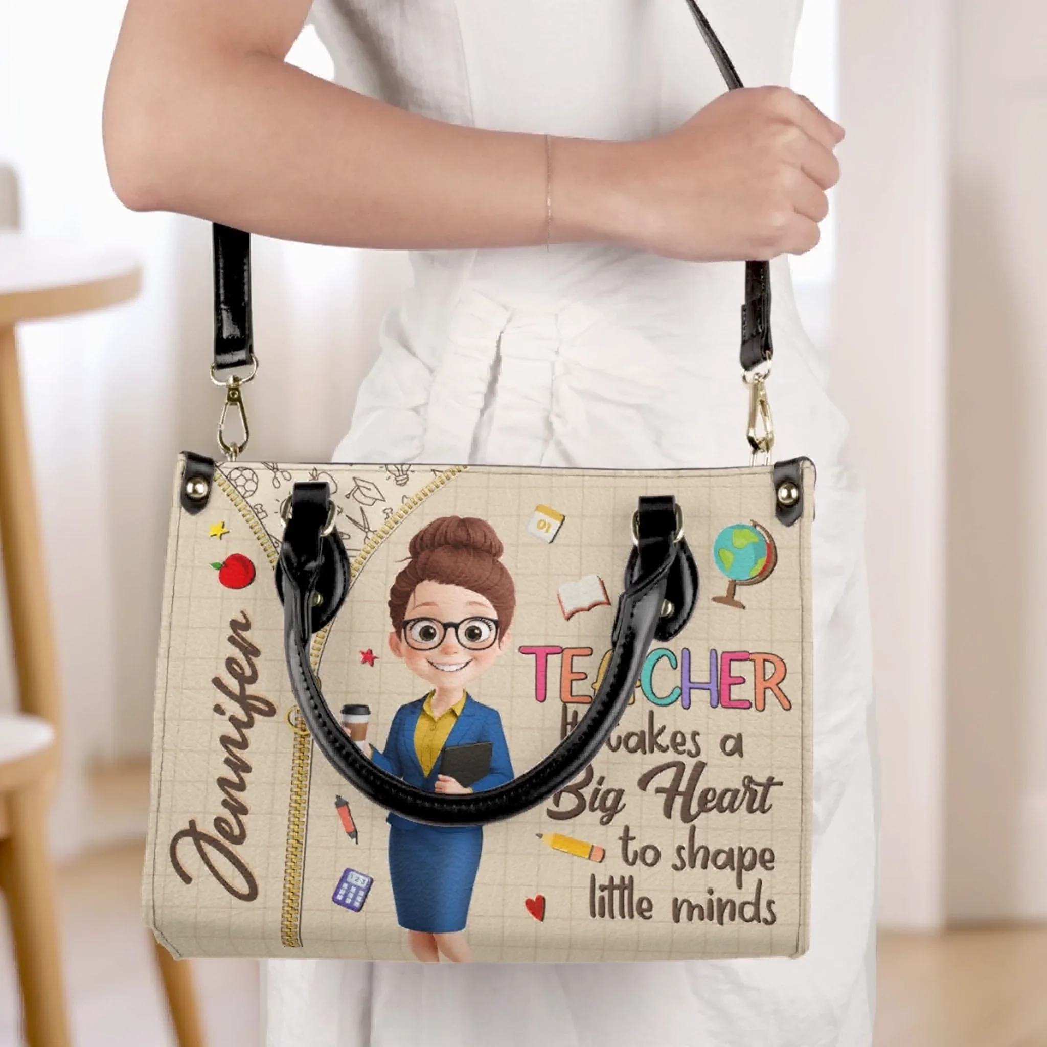 Custom Leather Handbag - Personalized Birthday Gifts For Teachers - To Teach Is To Touch A Life Forever - Image 4