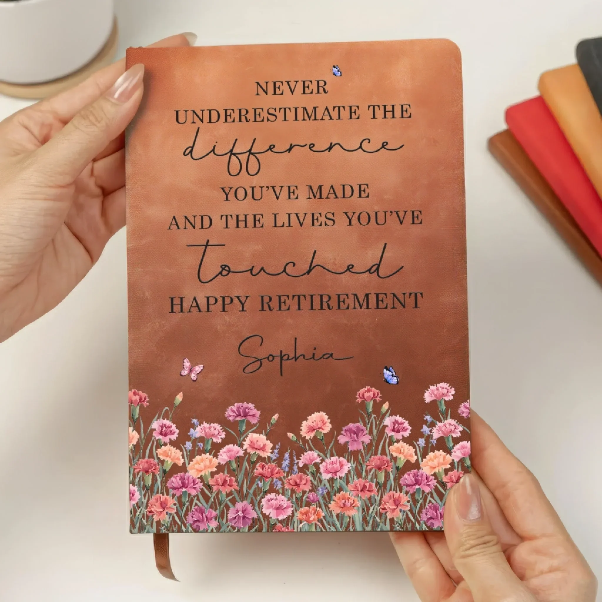 Custom Leather Writing Journal - Personalized Retirement Gifts For Women, Men - Slow Down And Enjoy Life - Image 2