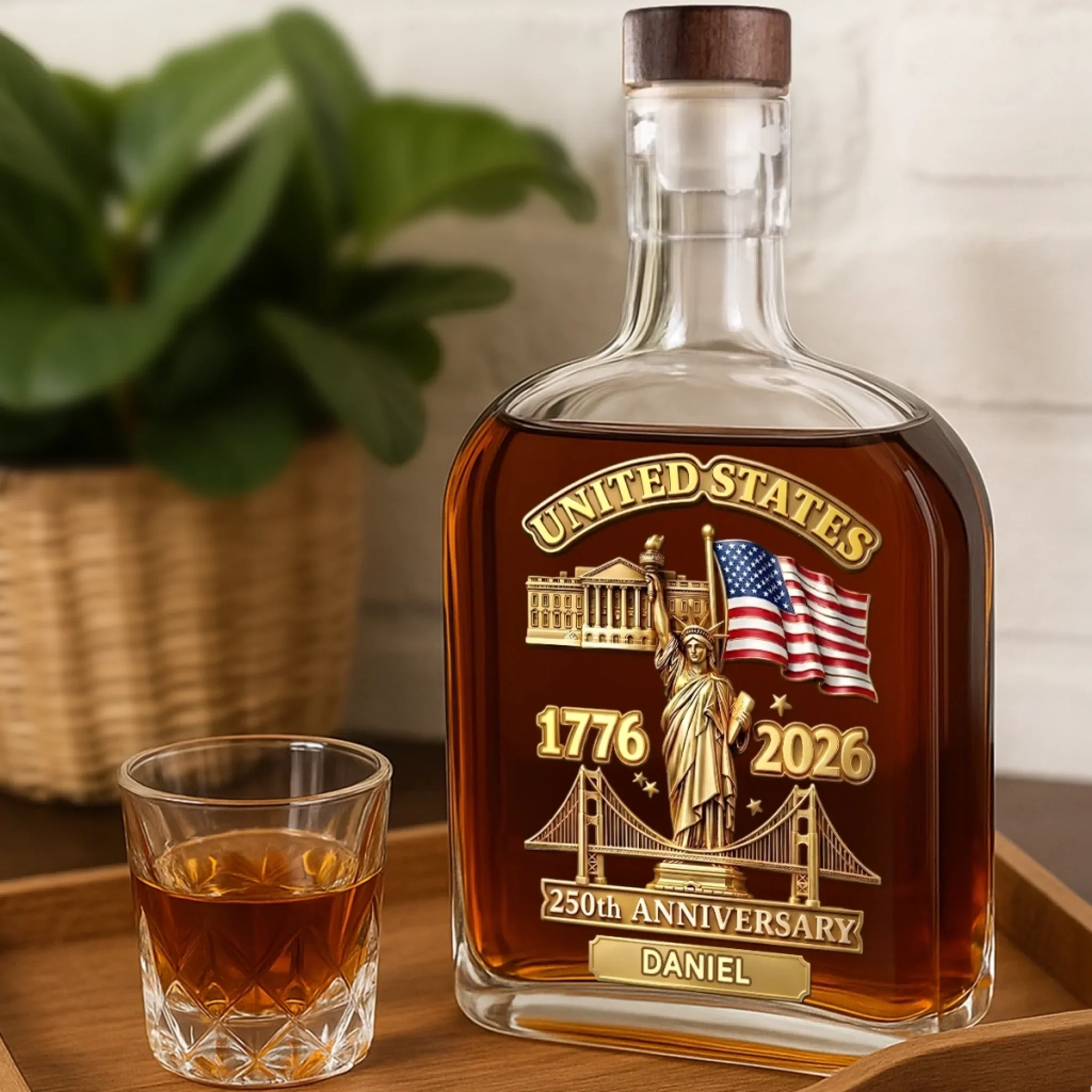 Custom Liquor Decanter - America 250th Anniversary Gifts For Women, Men - Honor The Brave Spirit - Image 2