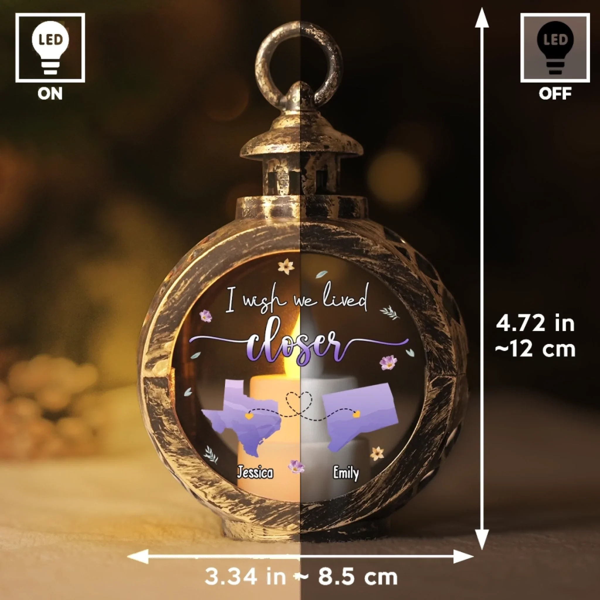 Custom Long Distance Candlelight Lantern Ornament -  Personalized Best Friend Christmas Birthday Gifts For Women, Besties, Sisters, BFF - Bestie Bonds Glow Through Time - Image 6