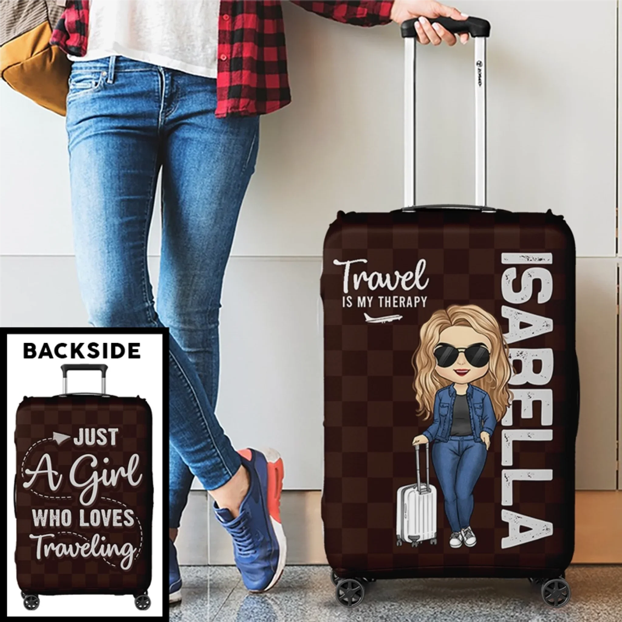 Custom Luggage Cover - Personalized Summer Vacation And Travel Gifts For - Gifts For Mom, Dad, Brother, Sister, Kids - The Sky Is Calling - Image 3