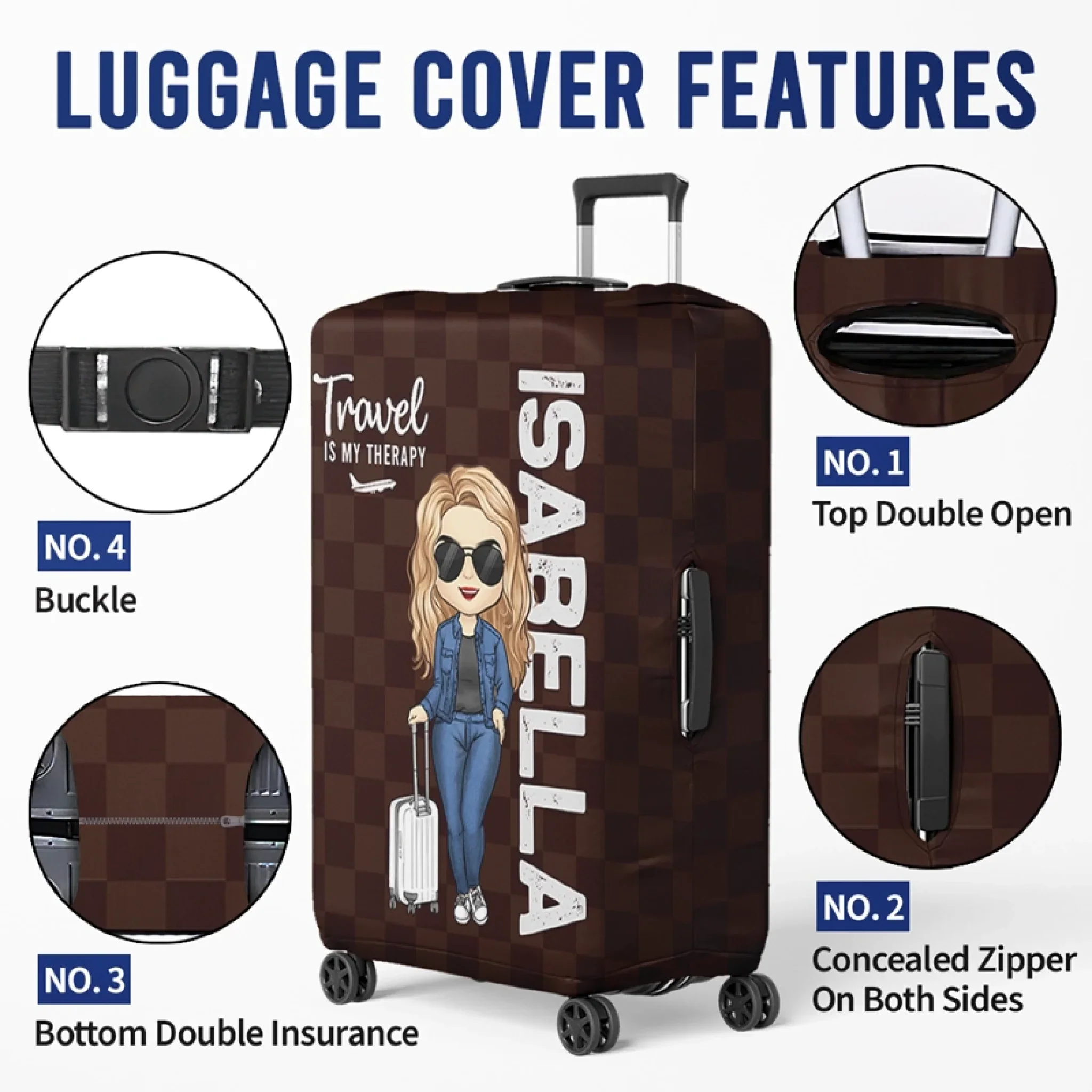 Custom Luggage Cover - Personalized Summer Vacation And Travel Gifts For - Gifts For Mom, Dad, Brother, Sister, Kids - The Sky Is Calling - Image 4