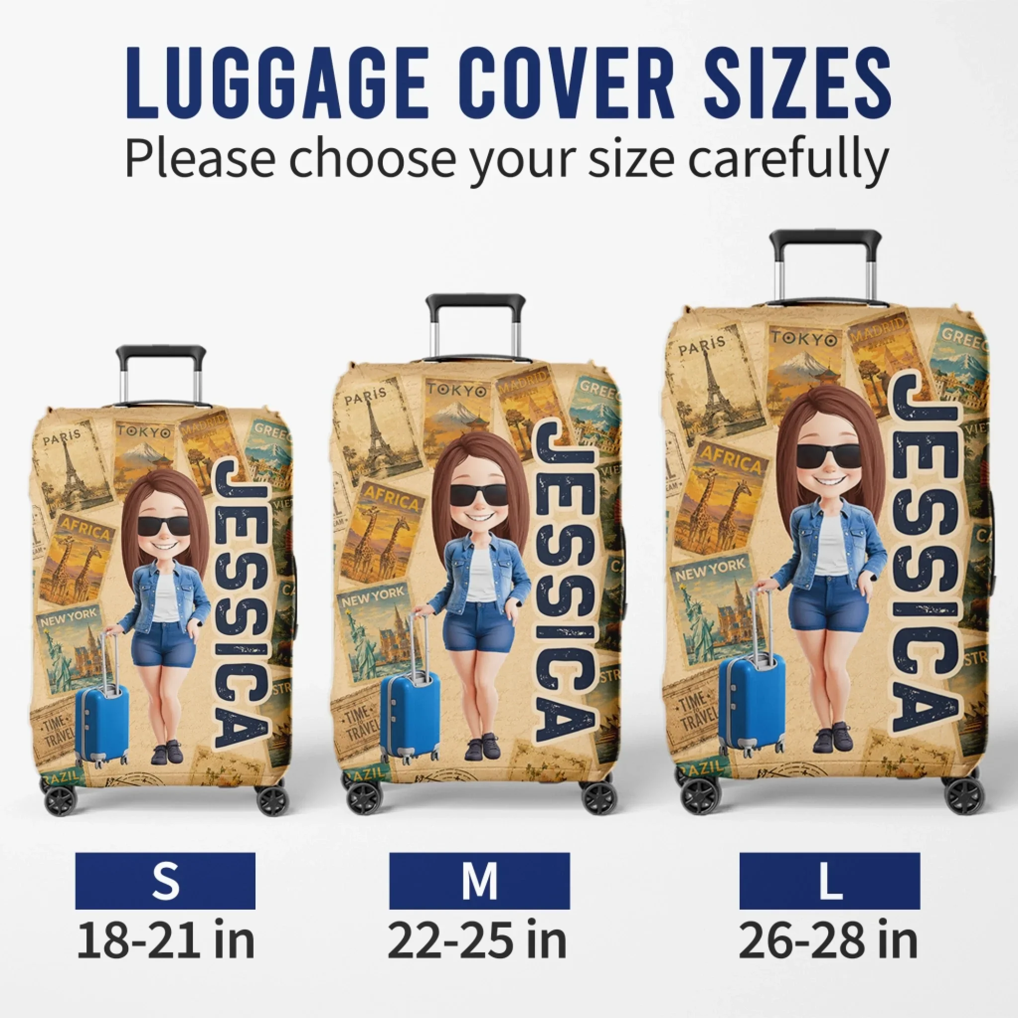 Custom Luggage Cover - Personalized Summer Vacation And Travel Gifts For Women, Besties, Sisters, BFF - Exploring The World Together - Image 5