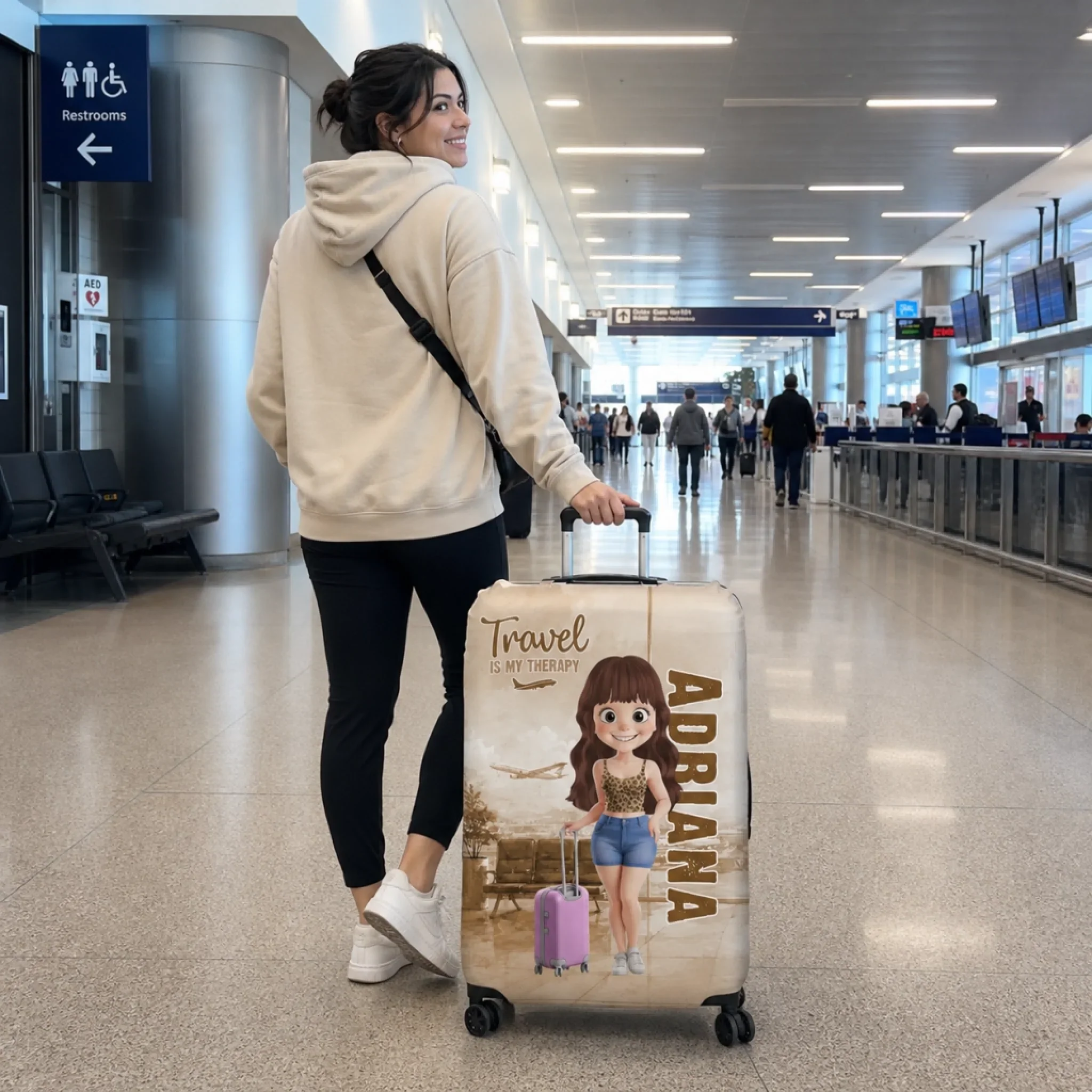 Custom Luggage Cover - Personalized Summer Vacation And Travel Gifts For Women, Besties, Sisters, BFF - Passport Ready Heart Open - Image 3