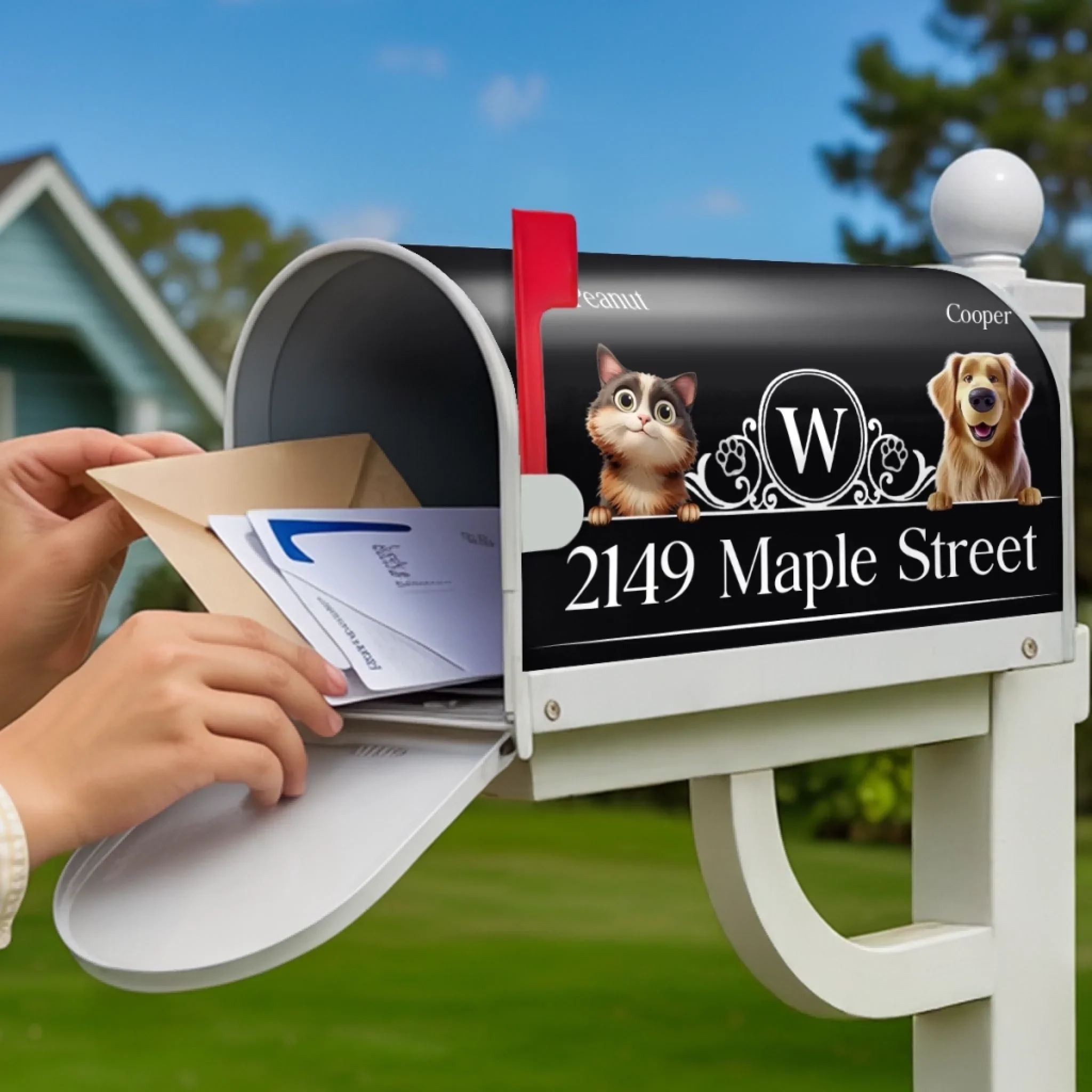 Custom Magnetic Mailbox Cover - Personalized  Birthday Gifts For Dog Cat Lovers, Dog Dad And Mom, Cat Owners - Barking Is Our Doorbell - Image 3