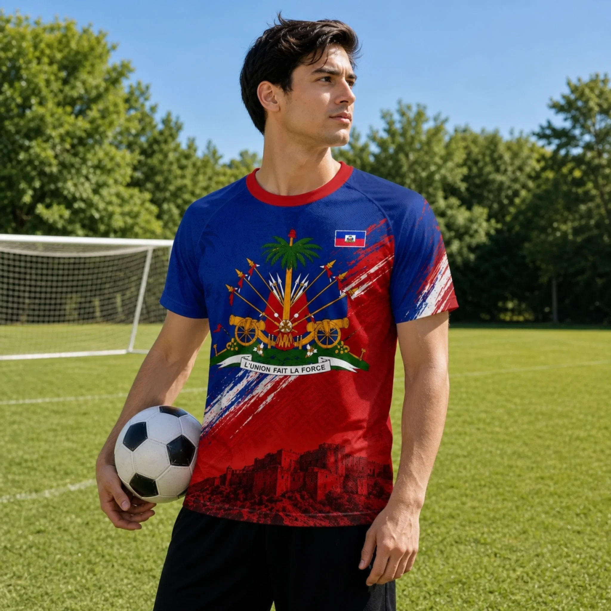 Custom Men's Haiti World Football Jersey Shirt - Personalized Birthday Gifts For Football Lovers, Sports Fans, Sports Lovers - Chasing Goals, Repping My Roots - Image 6