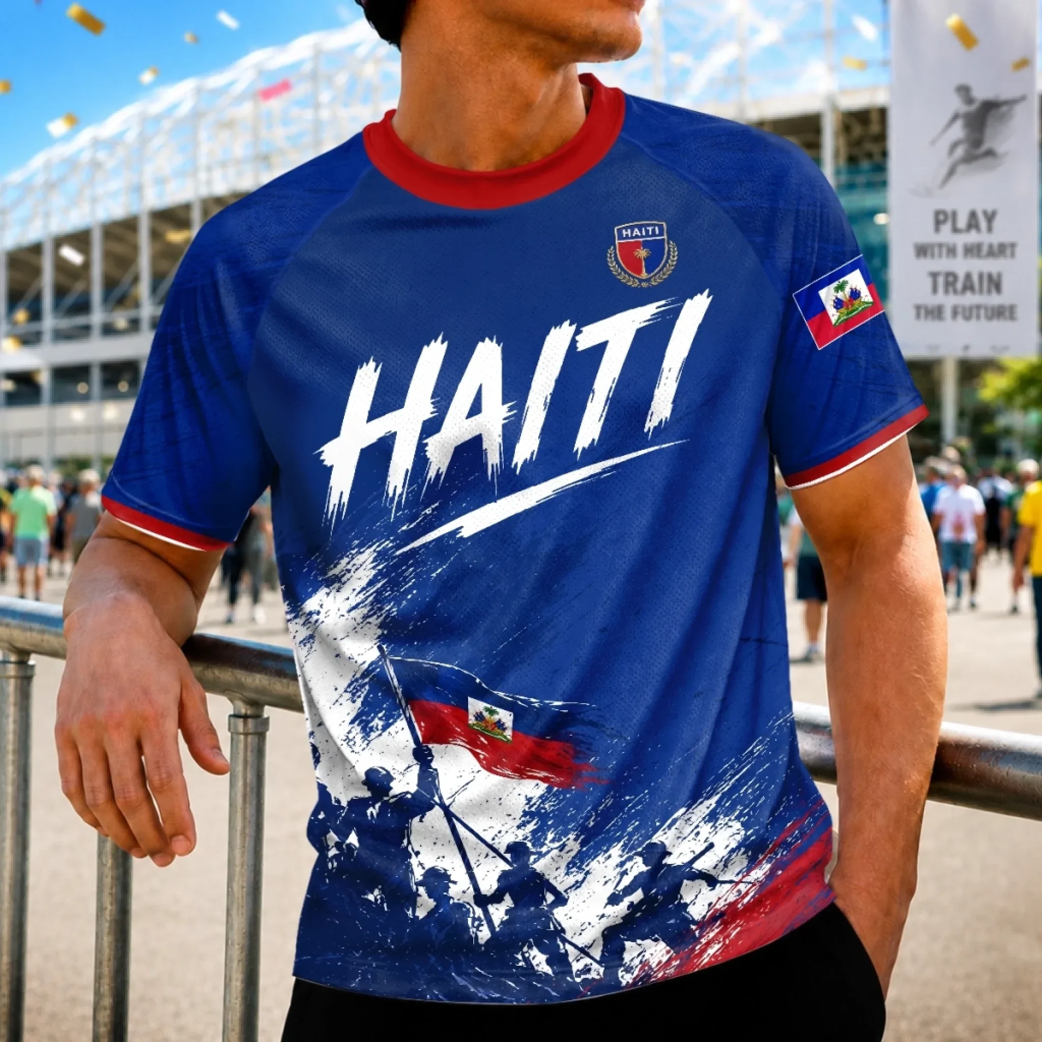 Custom Men's Haiti World Football Jersey Shirt - Personalized Birthday Gifts For Football Lovers, Sports Fans, Sports Lovers - Fearless On The Field - Image 2