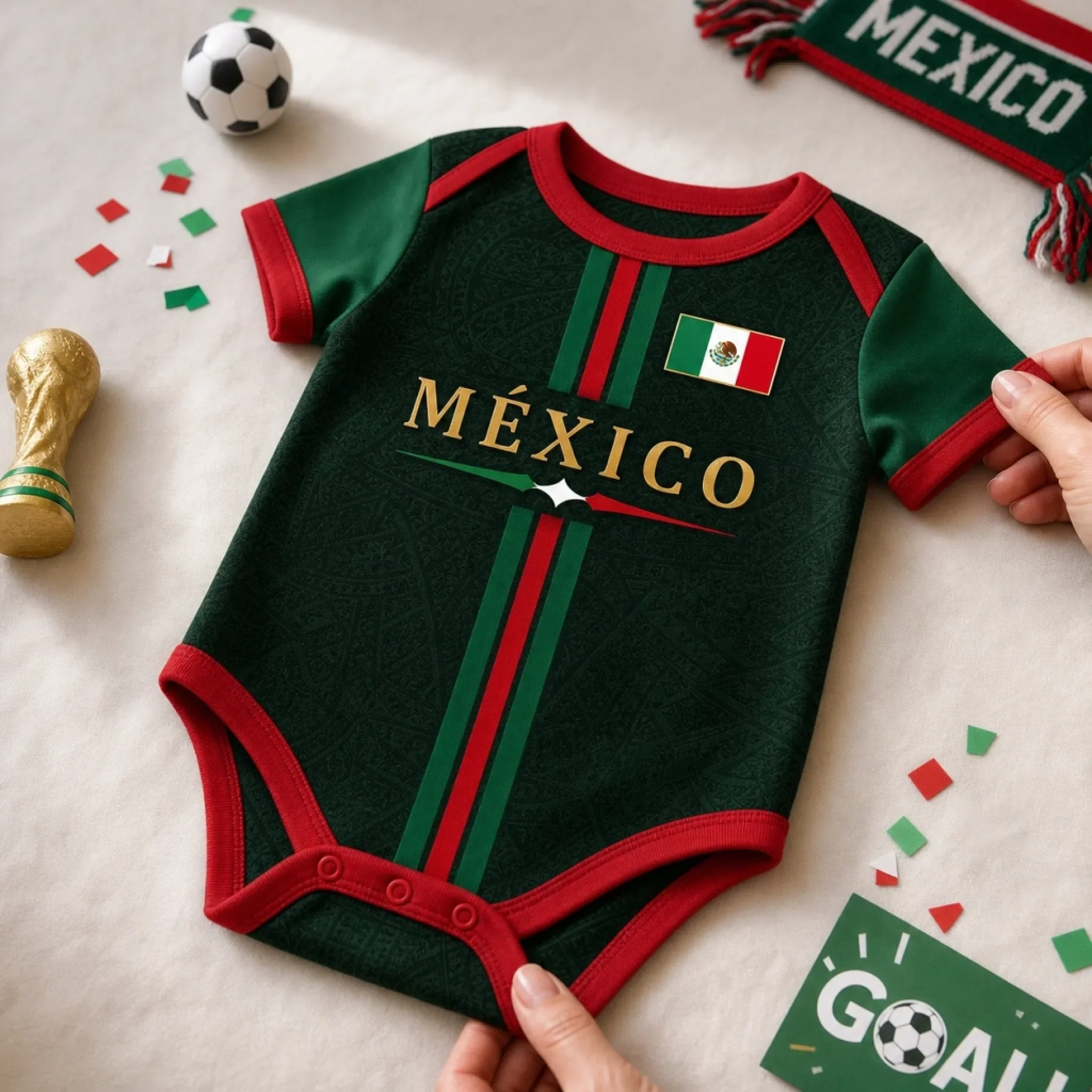 Custom Mexico World Football Baby Jersey Bodysuit - Personalized Baby Shower, Gender Reveal Gifts For New Moms, New Dads, Football Lovers - Little Football Star - Image 6