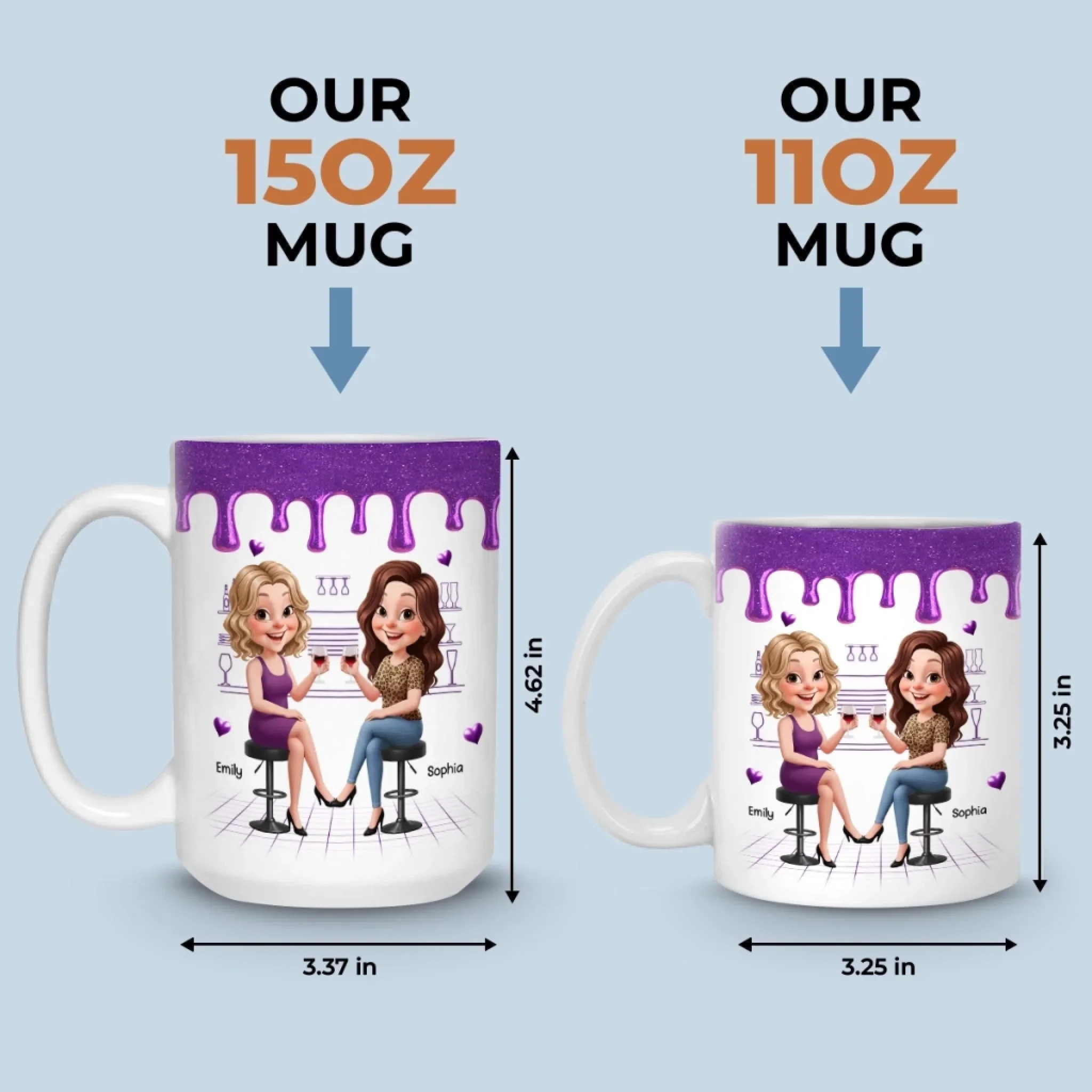 Custom Mug - Personalized Best Friend Christmas Birthday Gifts For Women, Besties, Sisters, BFF - Growing Laughing Dreaming Together - Image 7