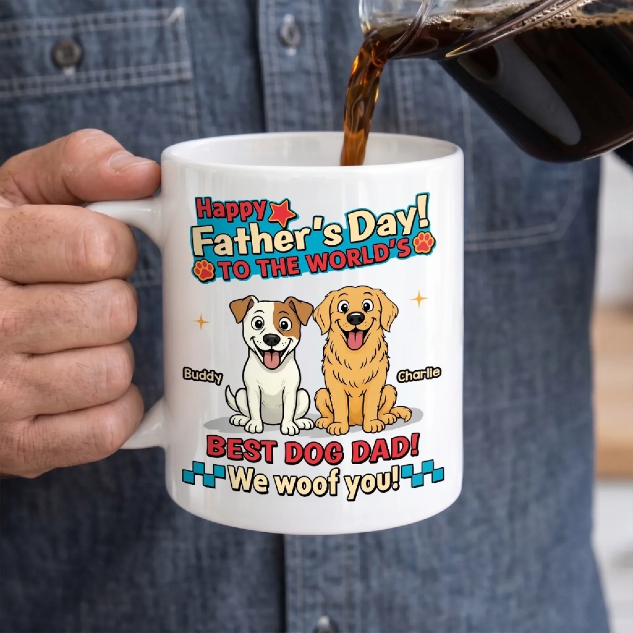 Custom Mug - Personalized Father's Day Birthday Gifts For Dog Lovers, Dog Dad And Mom - My Kids Have Paws - Image 3
