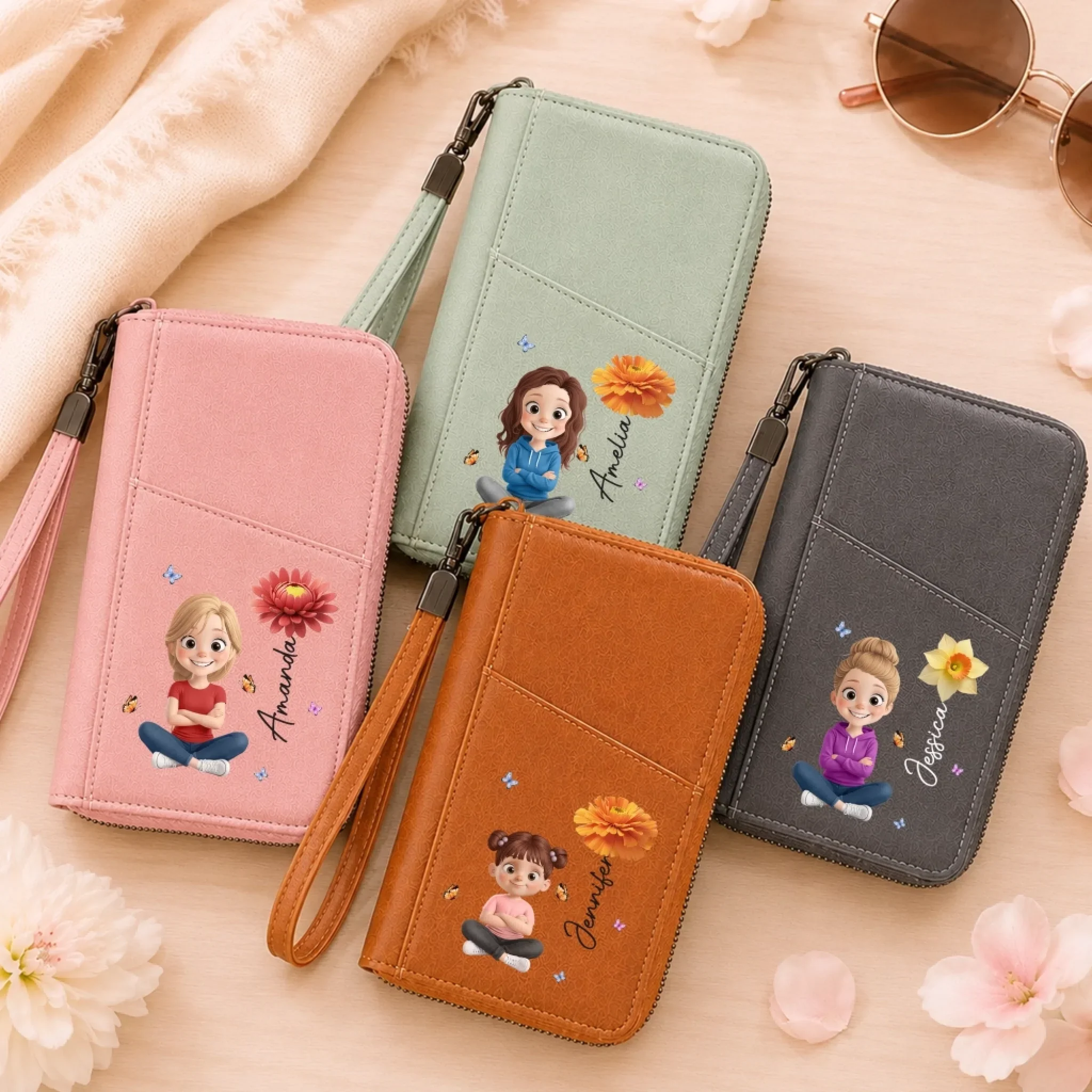 Custom Passport Holder Wallet - Personalized Summer Vacation And Travel Gifts For Women, Besties, Sisters, BFF, Family, Yourself - Travel More Smile More - Image 2