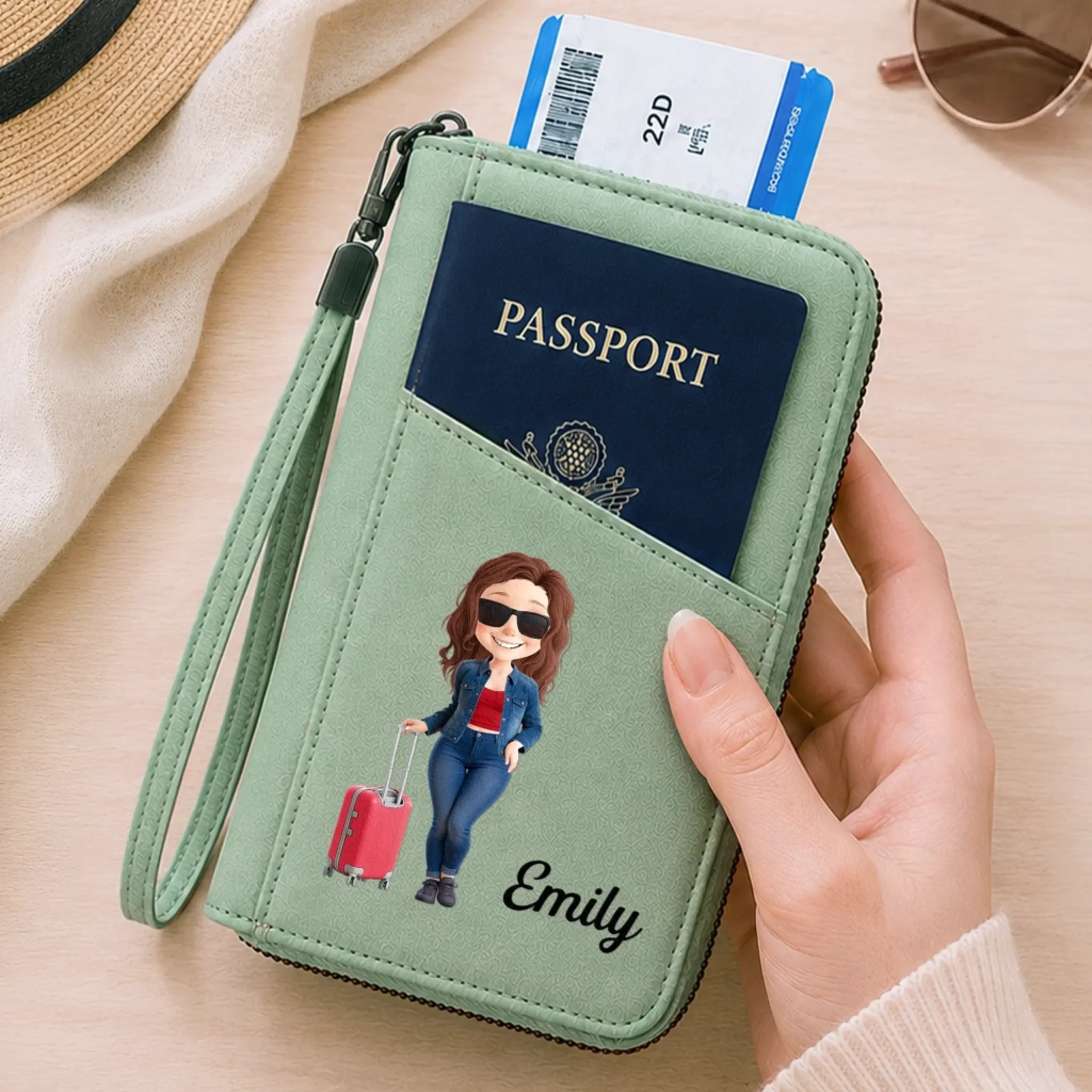 Custom Passport Holder Wallet - Personalized Summer Vacation And Travel Gifts For Women, Men - Adventure Starts Now - Image 2