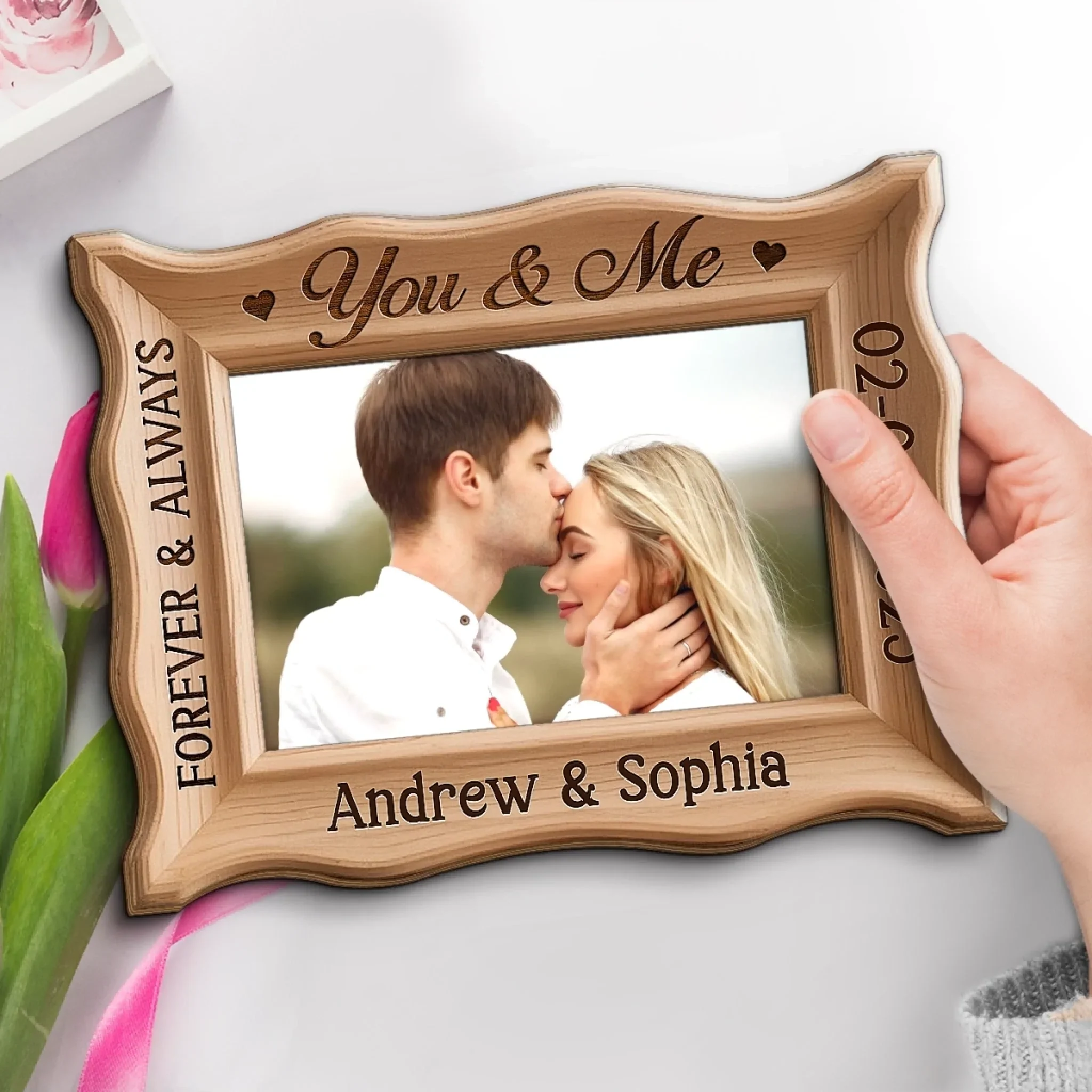 Custom Photo 2-Layered Wooden Plaque - Personalized Anniversary Wedding Gifts For Husband And Wife, Him And Her - You And Me - Image 3