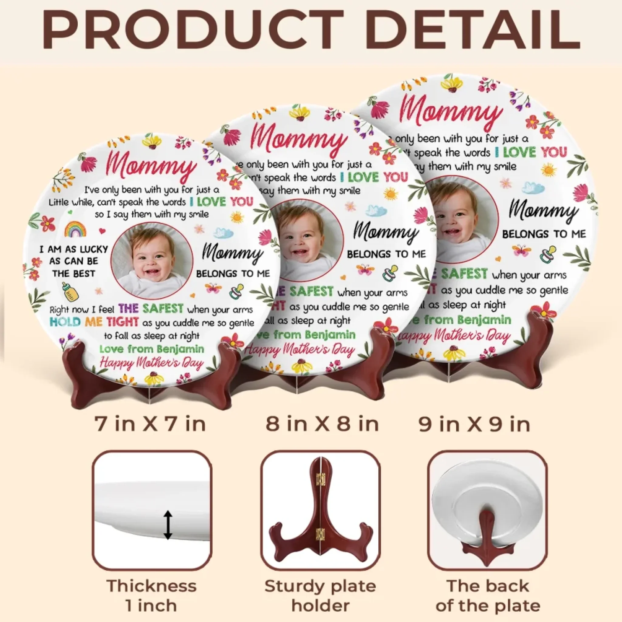 Custom Photo A Baby Fills The World With Love - Family Personalized Custom Ceramic Plate - Mother's Day, Baby Shower Gift, Gift For First Mom - Image 4
