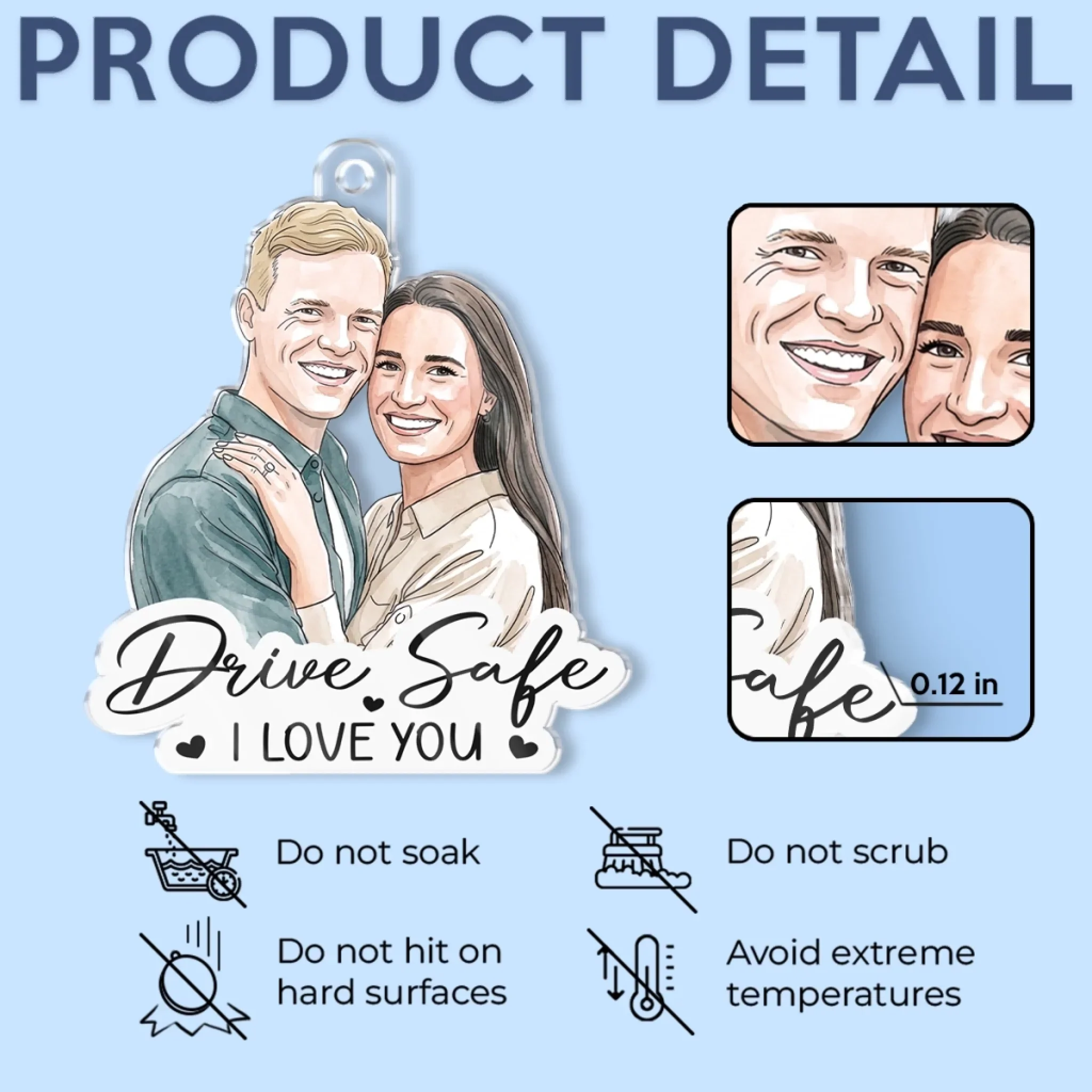 Custom Photo Acrylic Car Ornament - Personalized Anniversary Wedding Gifts For Husband And Wife, Him And Her - Drive Safe My Love - Image 10