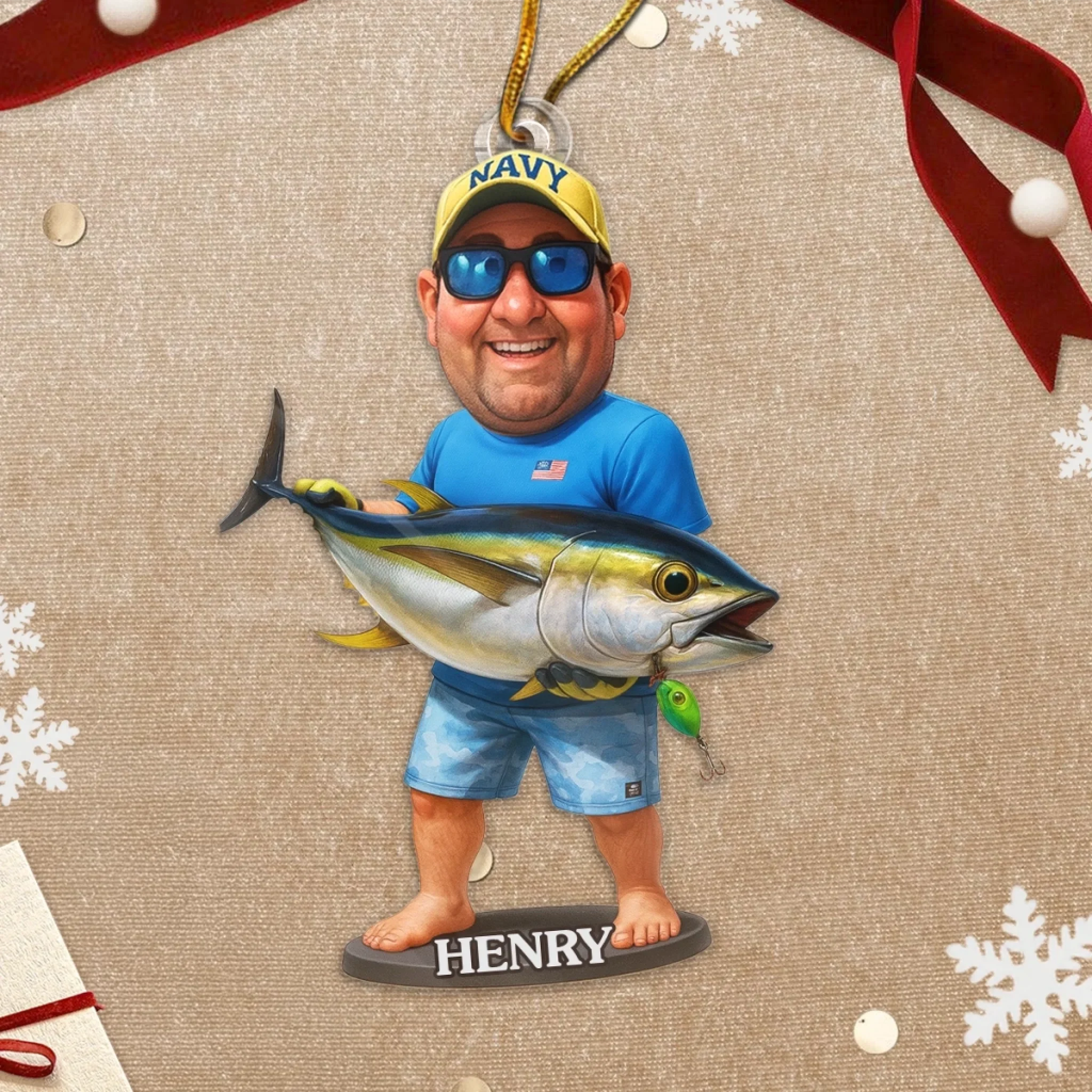 Custom Photo Acrylic Ornament - Personalized Christmas Birthday Fishing Gifts For Fisherman - Fishing Is My Cardio - Image 4