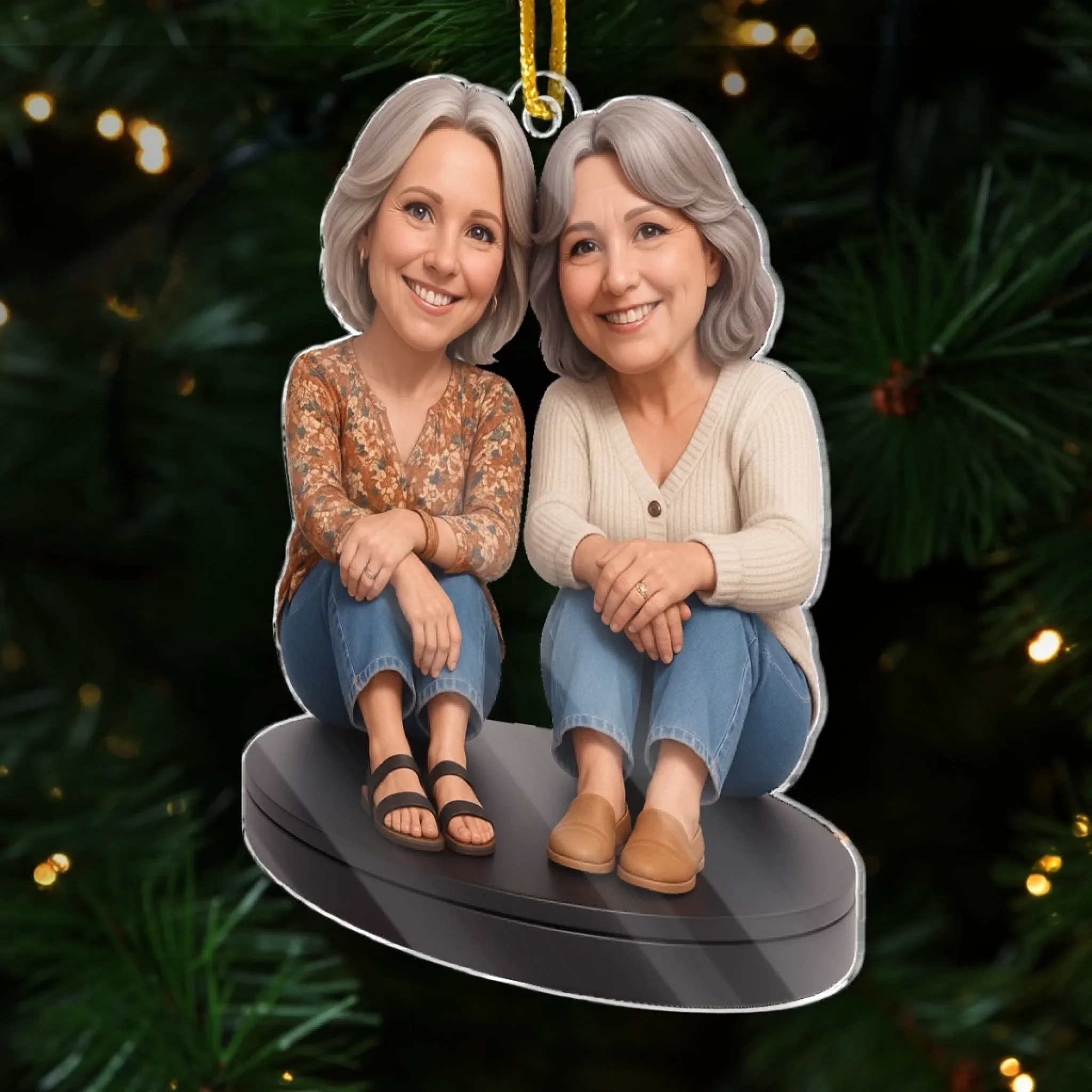Custom Photo Acrylic Ornament - Personalized Christmas Birthday Gifts For Best Friends, Family, Coworker, Work Bestie, Husband And Wife, Dog Cat Lovers - Forever my bestie - Image 3