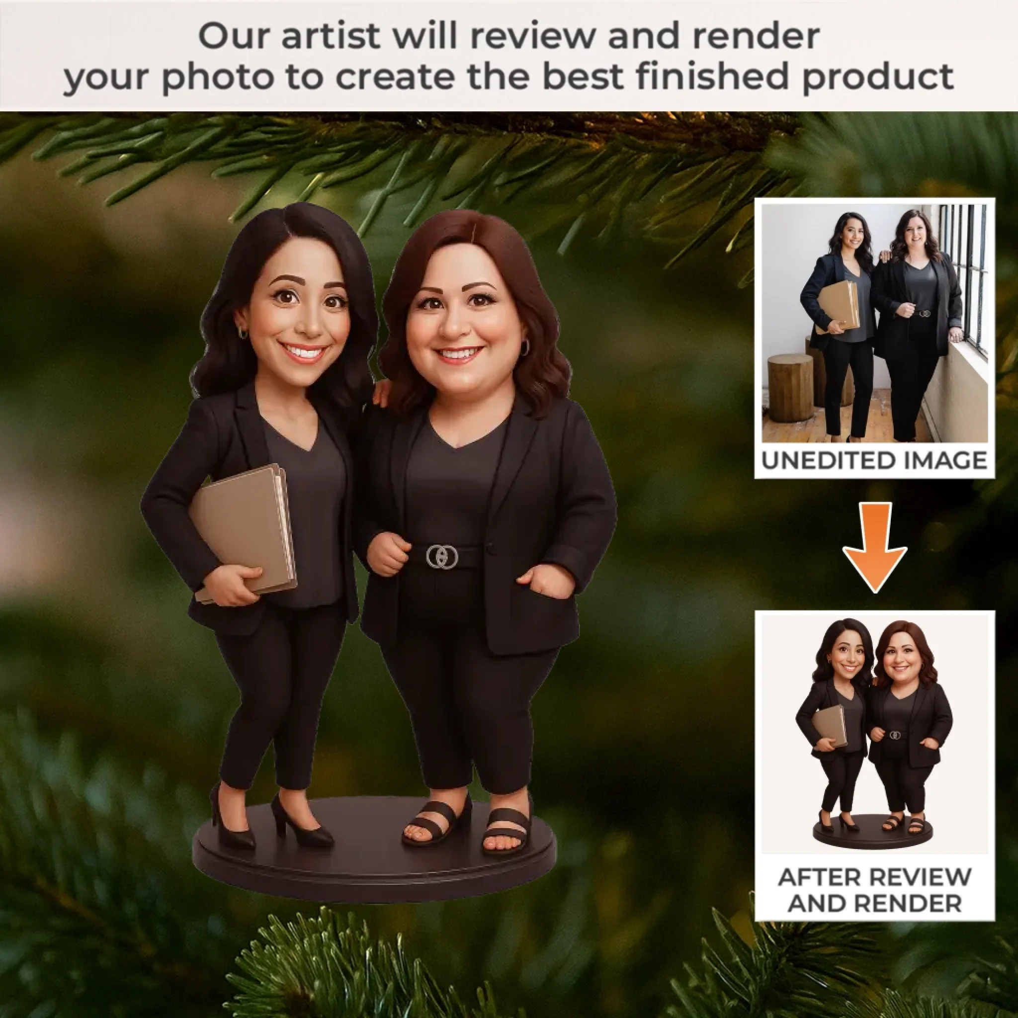 Custom Photo Acrylic Ornament - Personalized Christmas Birthday Gifts For Best Friends, Family, Coworker, Work Bestie, Husband And Wife, Dog Cat Lovers - My Chaos Matches Your Chaos - Image 2