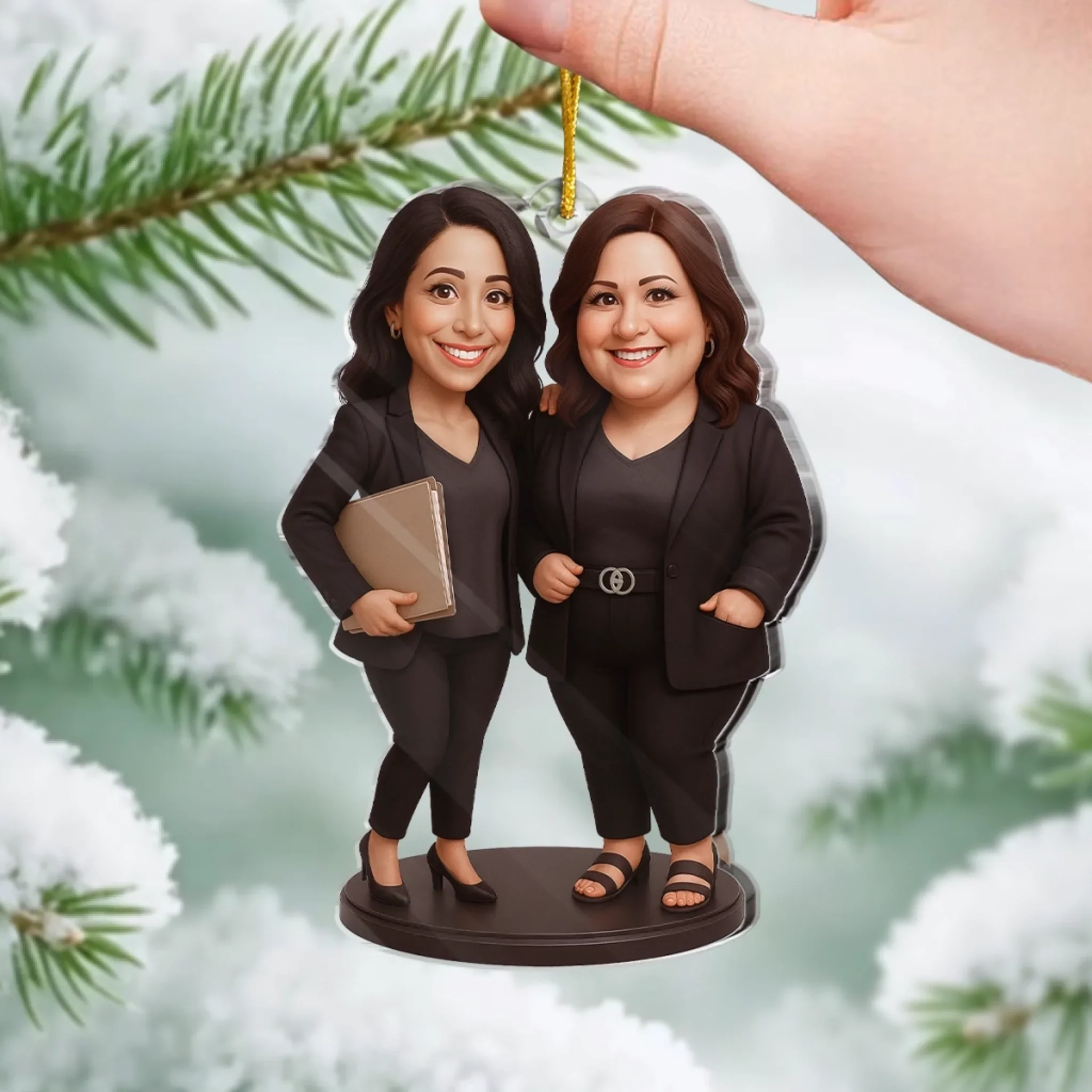 Custom Photo Acrylic Ornament - Personalized Christmas Birthday Gifts For Best Friends, Family, Coworker, Work Bestie, Husband And Wife, Dog Cat Lovers - My Chaos Matches Your Chaos - Image 4