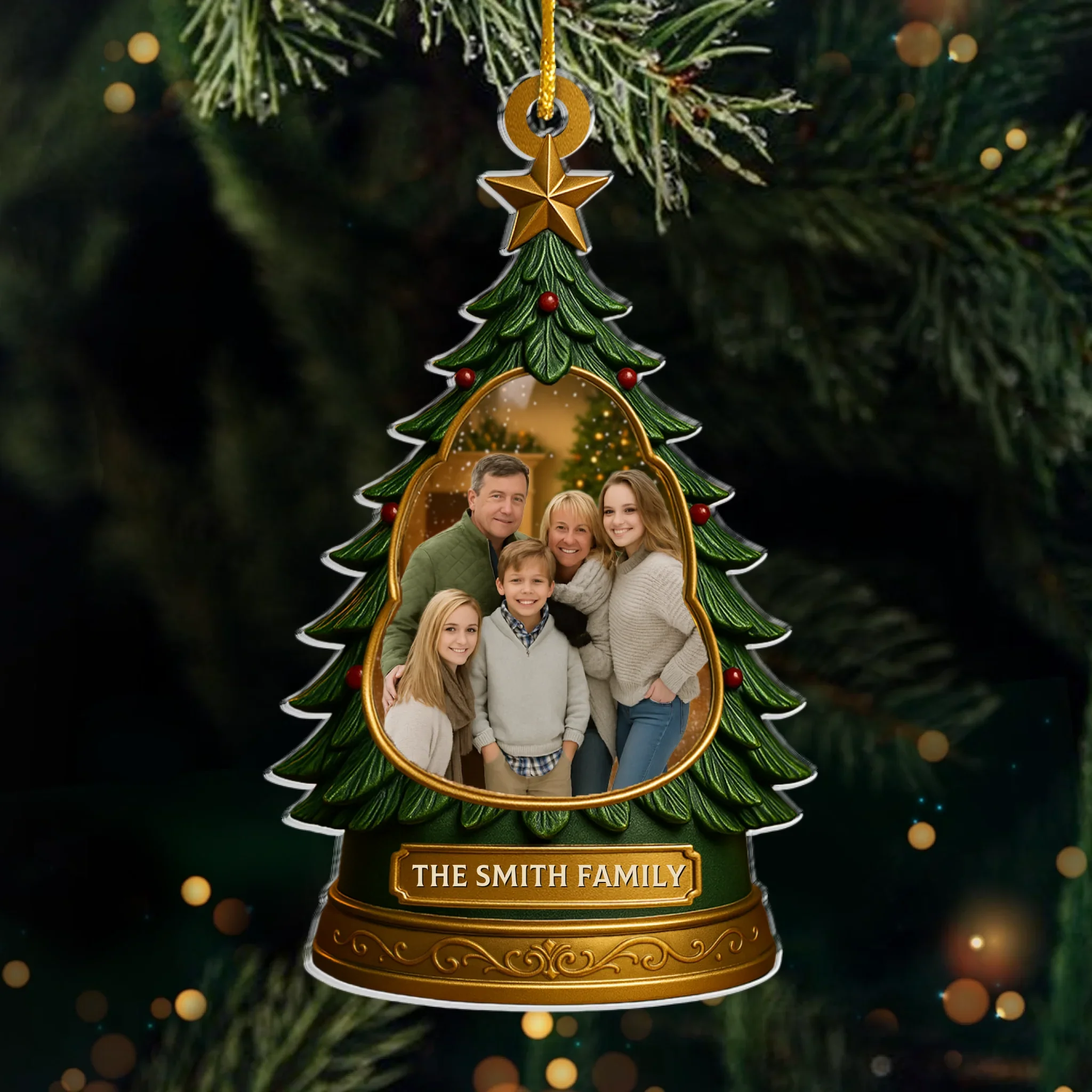 Custom Photo Acrylic Ornament - Personalized Christmas Birthday Gifts For Mom, Dad, Kids - Making Memories By The Tree - Image 2