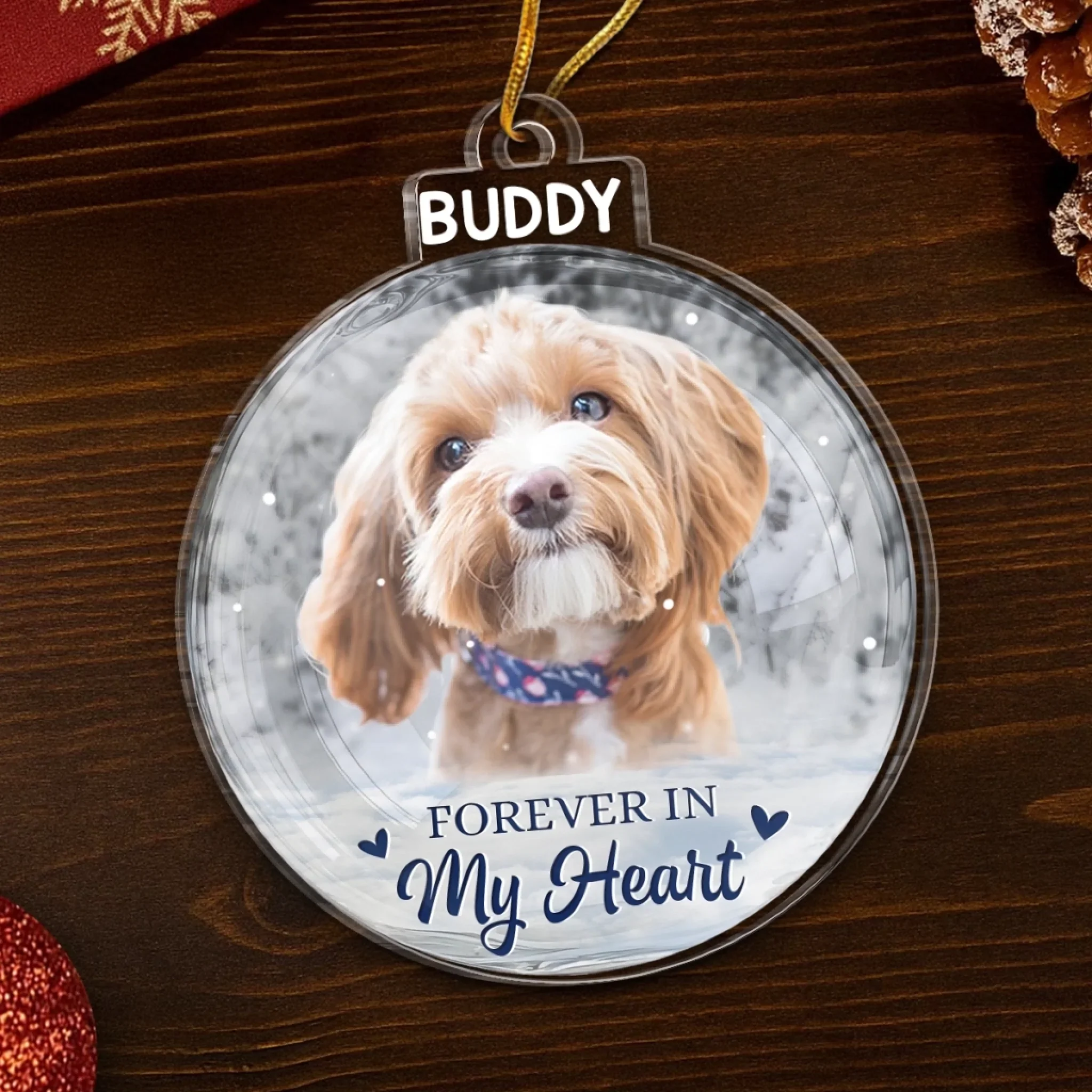 Custom Photo Acrylic Ornament - Personalized Pet Christmas Memorial Sympathy Gifts For Dogs, Cats - Always By My Side In Spirit - Image 5