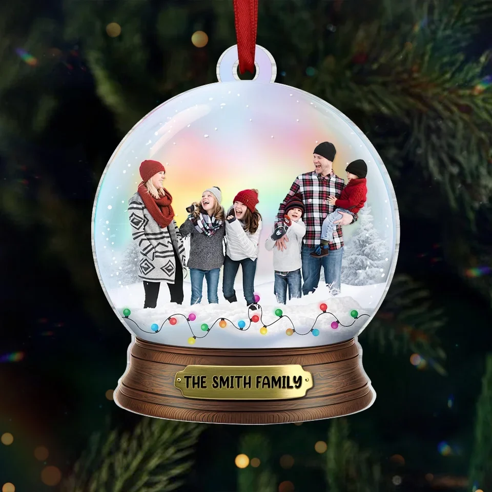 Custom Photo At Christmas, All Roads Lead Home - Family Personalized Custom Hologram Ornament - Christmas Gift For Family Members
