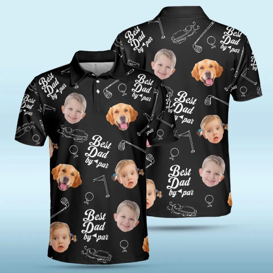 Custom Photo Best Dad By Par - Family Personalized Custom All Over Print Polo Shirt - Father's Day, Gift For Dad, Pet Owners, Pet Lovers - Image 3