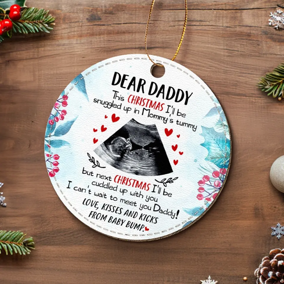 Custom Photo Bump Ahead On This Journey Of Love And Joy - Family Personalized Custom Leather Ornament - Christmas Gift For Baby Kids, Newborn Baby - Image 4