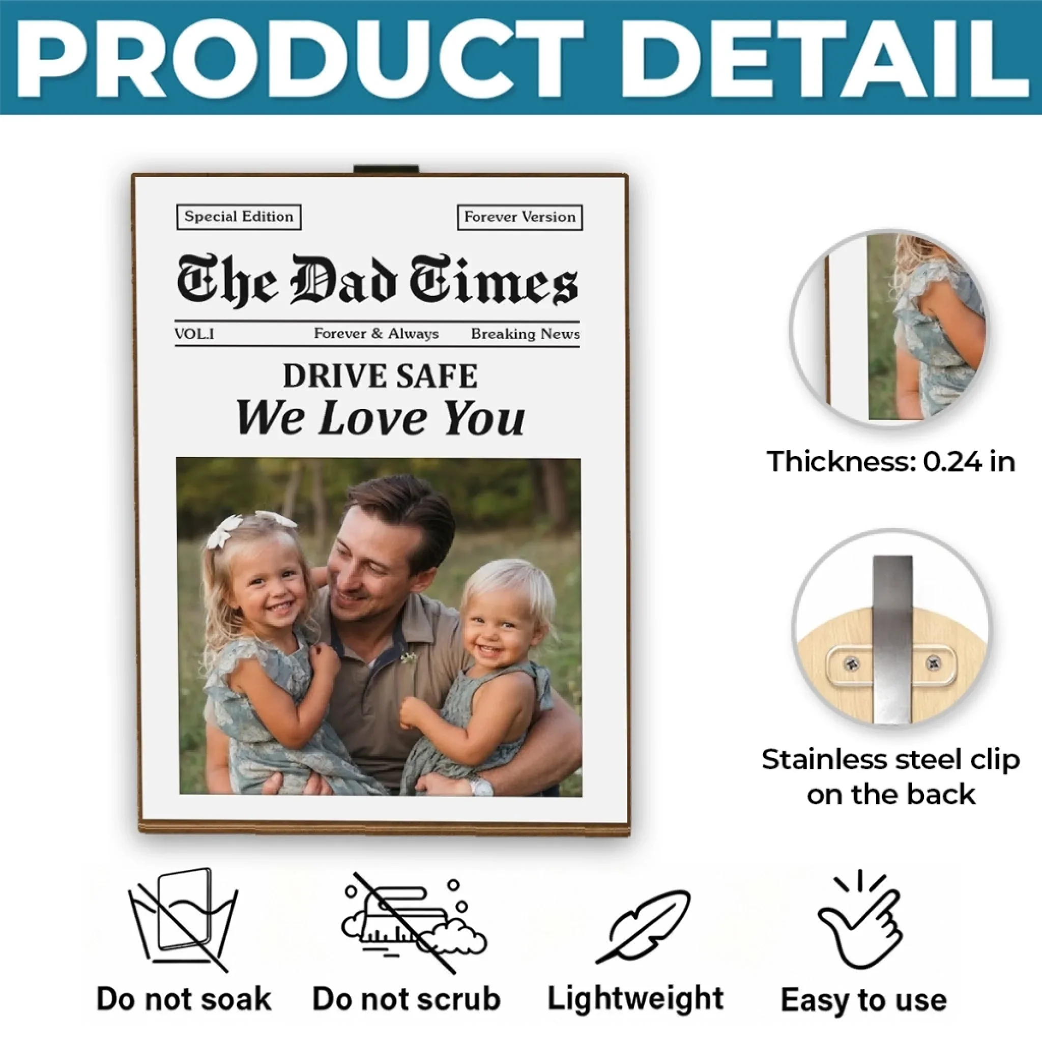 Custom Photo Car Visor Clip - Personalized Father's Day Birthday Gifts For Dad, Grandpa - Safe Travels Always - Image 4