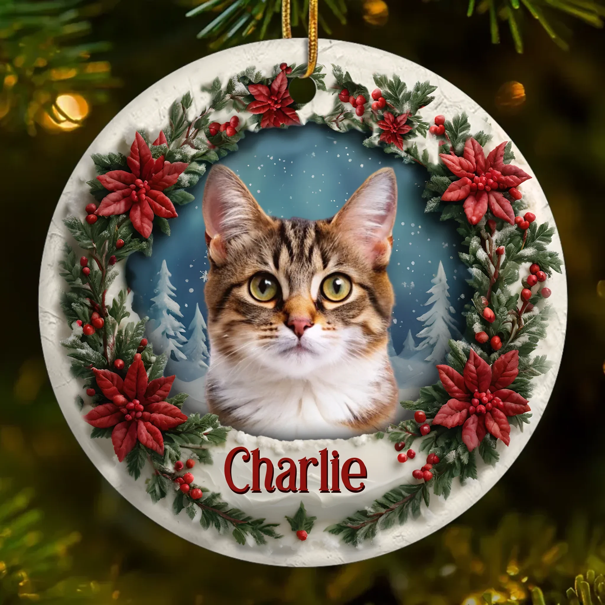 Custom Photo Ceramic Ornament - Personalized Pet Memorial Sympathy Gifts For Dogs, Cats - Forever In Our Memory - Image 2
