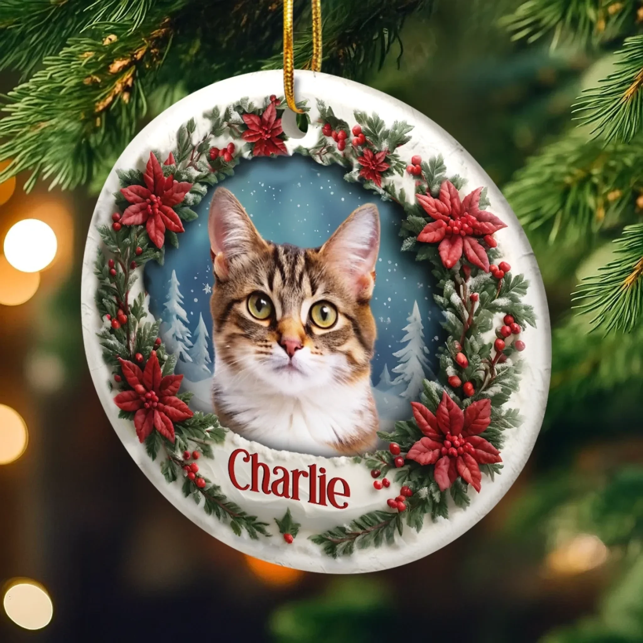 Custom Photo Ceramic Ornament - Personalized Pet Memorial Sympathy Gifts For Dogs, Cats - Forever In Our Memory - Image 4