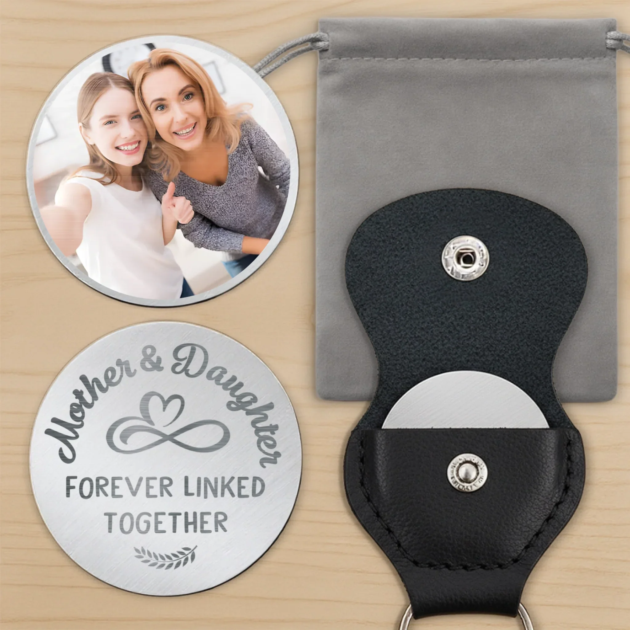 Custom Photo Connected By Heart, Always - Family Personalized Custom Pocket Hug - Mother's Day, Gift For Mom, Grandma - Image 9