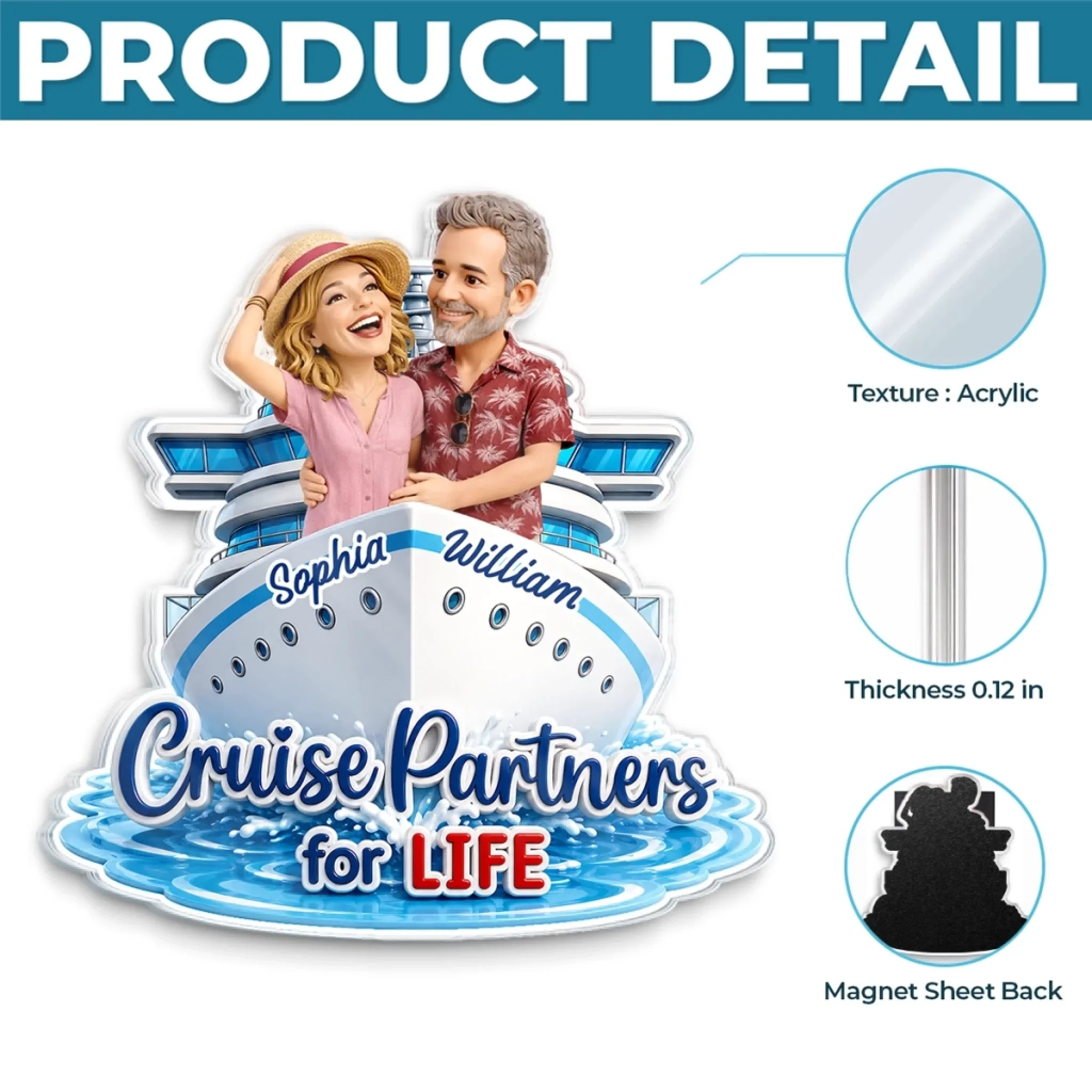 Custom Photo Cruise Ship Door Magnet - Personalized Summer Vacation And Travel Gifts For Husband And Wife, Him And Her, Cruise Lovers - Love On The High Seas - Image 6
