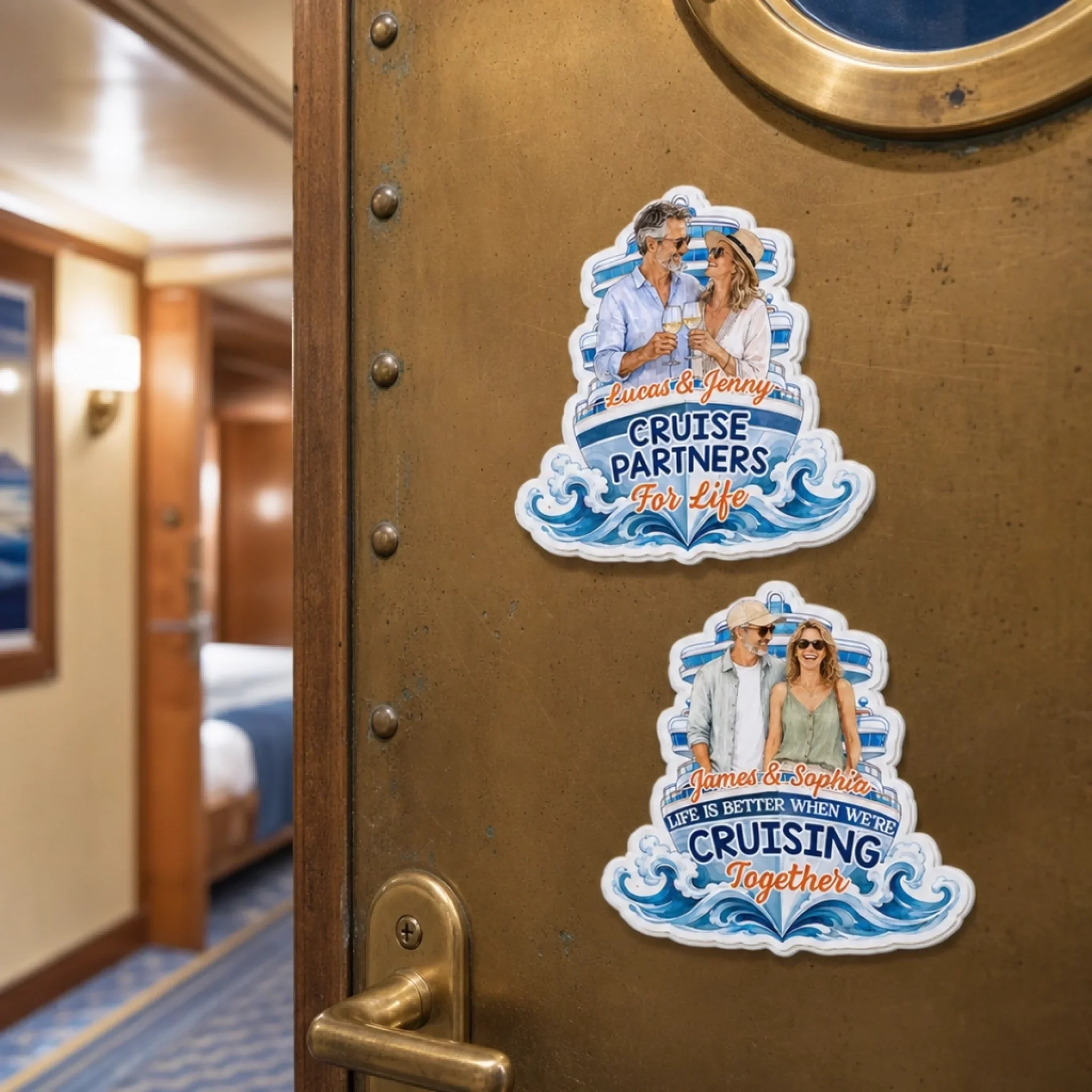 Custom Photo Cruise Ship Door Magnet - Personalized Summer Vacation And Travel Gifts For Mom, Dad, Brother, Sister - Cruising With My Crew - Image 3