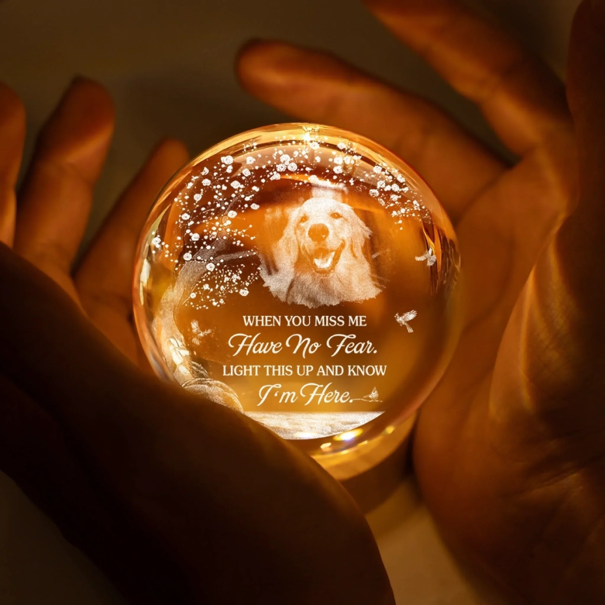Custom Photo Crystal Globe Lamp - Personalized Pet Memorial Sympathy Gifts For Dogs, Cats - Gone Yet Always Near - Image 4