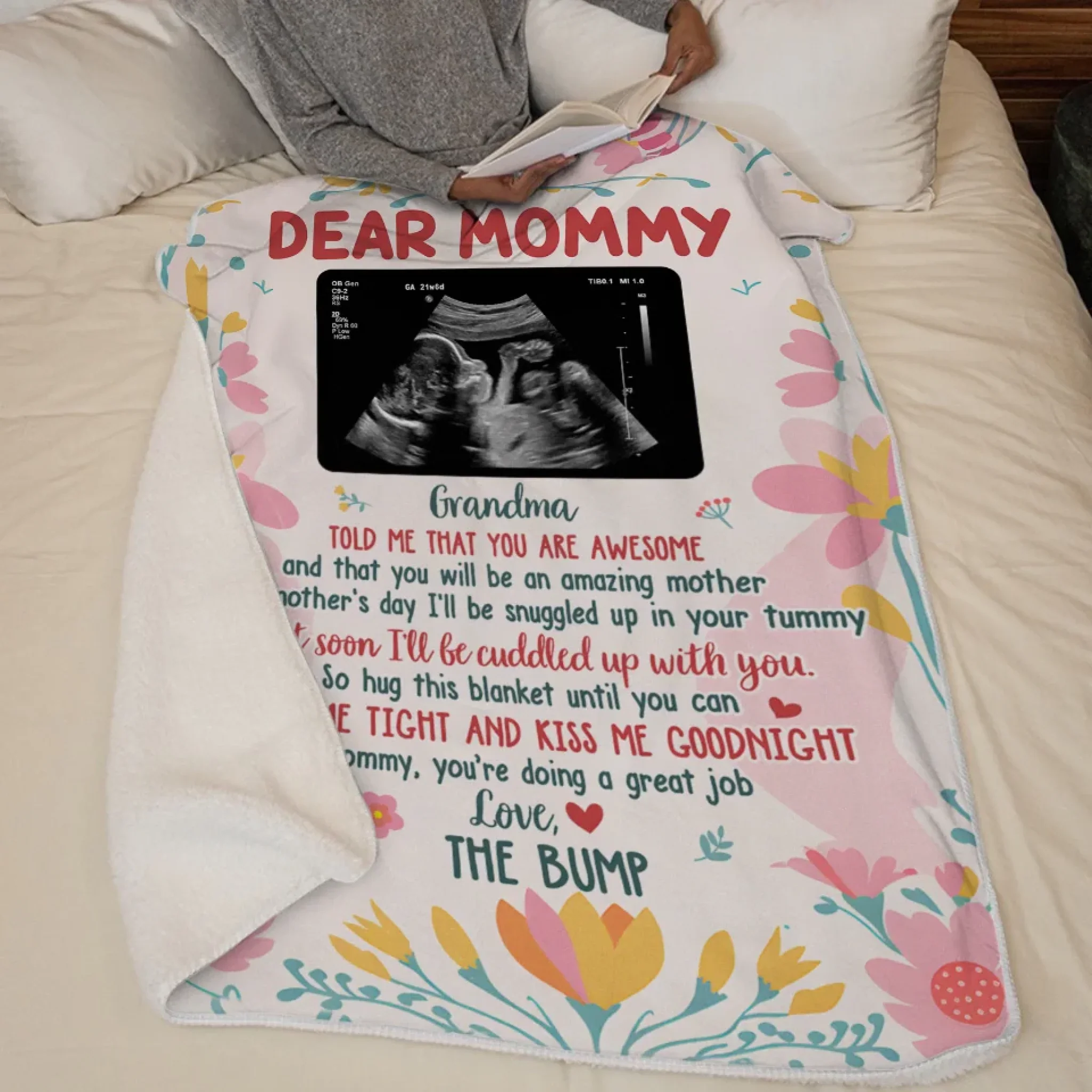Custom Photo Cuddled Up With You, My Little Bump - Family Personalized Custom Blanket - Baby Shower Gift, Gift For First Mom - Image 5