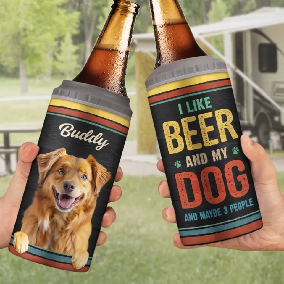Custom Photo Dog Solves Most Of My Problems, Beer Solves The Rest - Dog Personalized Custom 4 In 1 Can Cooler Tumbler - Father's Day, Gift For Pet Owners, Pet Lovers - Image 3