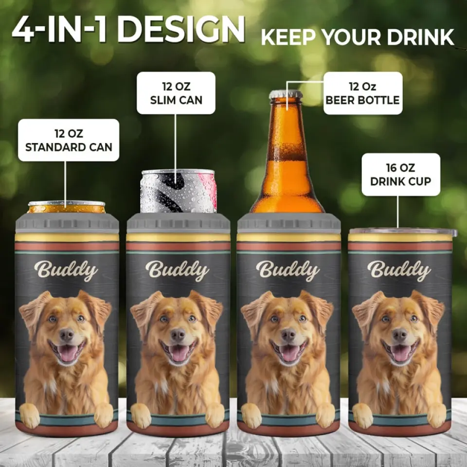 Custom Photo Dog Solves Most Of My Problems, Beer Solves The Rest - Dog Personalized Custom 4 In 1 Can Cooler Tumbler - Father's Day, Gift For Pet Owners, Pet Lovers - Image 4