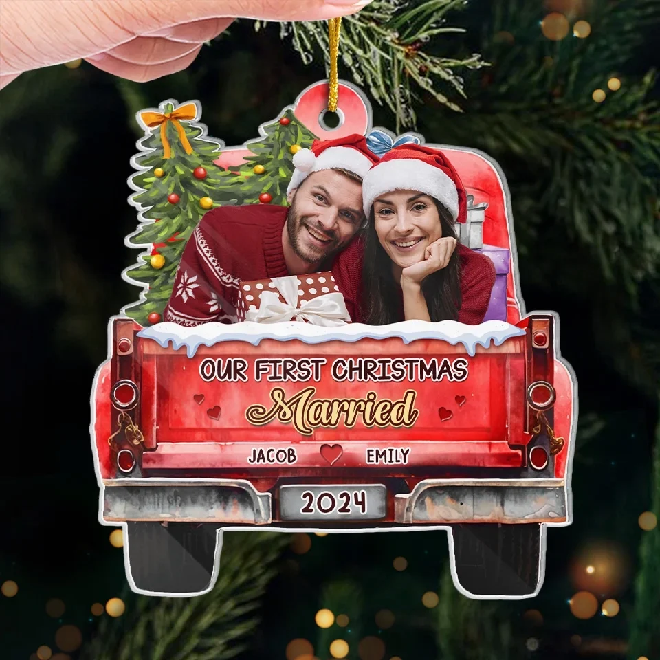 Custom Photo First Christmas, Endless Love - Couple Personalized Custom Ornament - Acrylic Custom Shaped - Christmas Gift For Husband Wife, Anniversary, First Christmas - Image 4